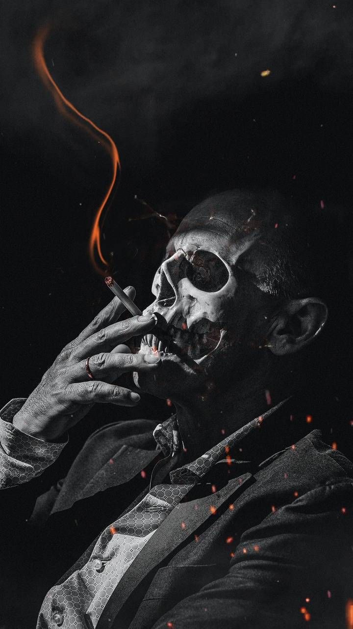 Download smoking skull guy oran wallpaper by DARK WALLS now. Browse millions. Skull wallpaper, Skull wallpaper iphone, Dark phone wallpaper