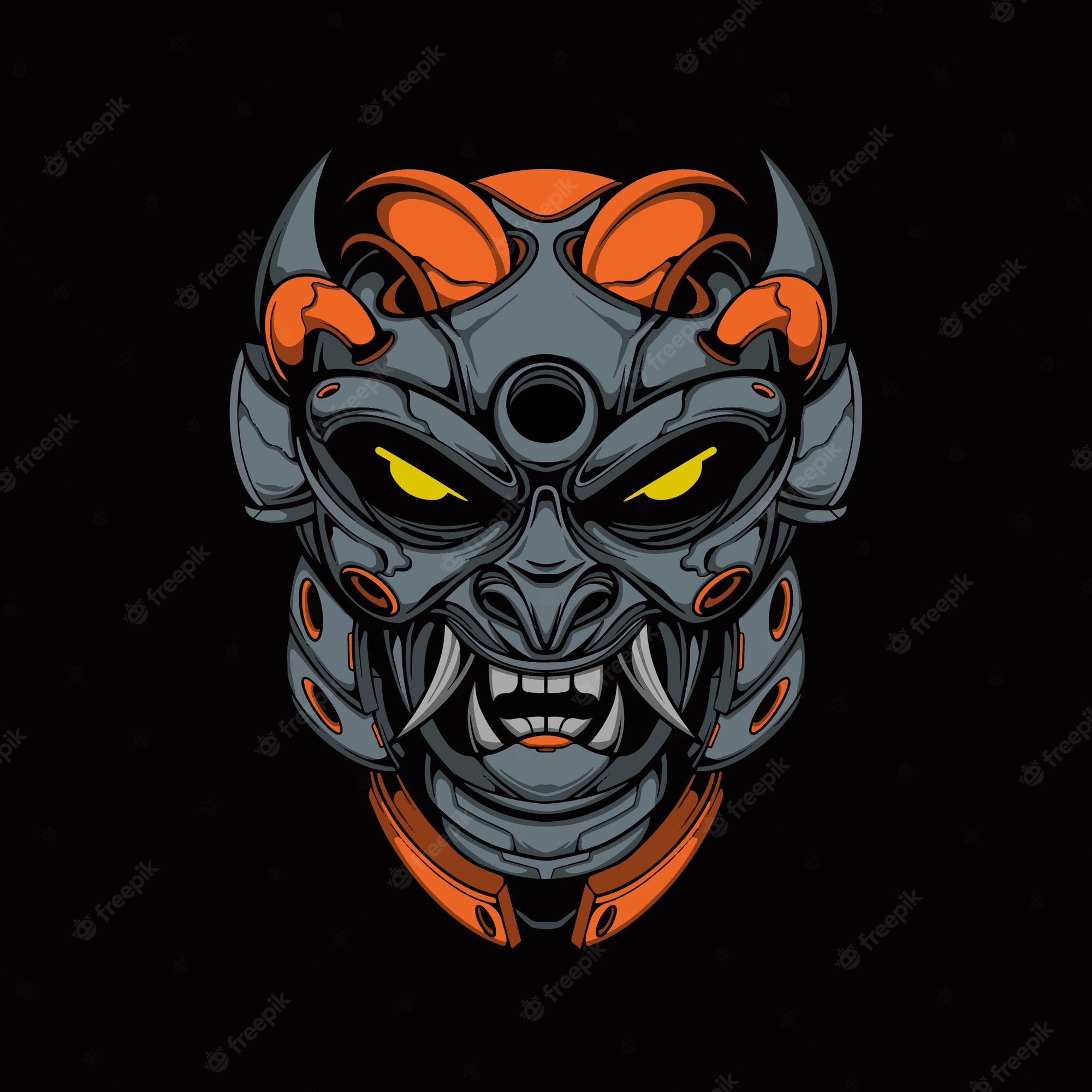 Japanese oni mask Image. Free Vectors, & PSD