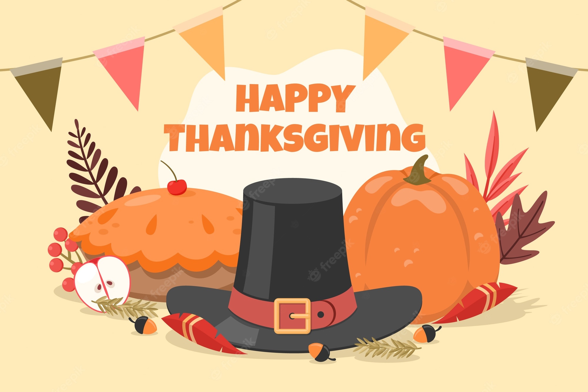 Free Vector. Flat thanksgiving celebration background