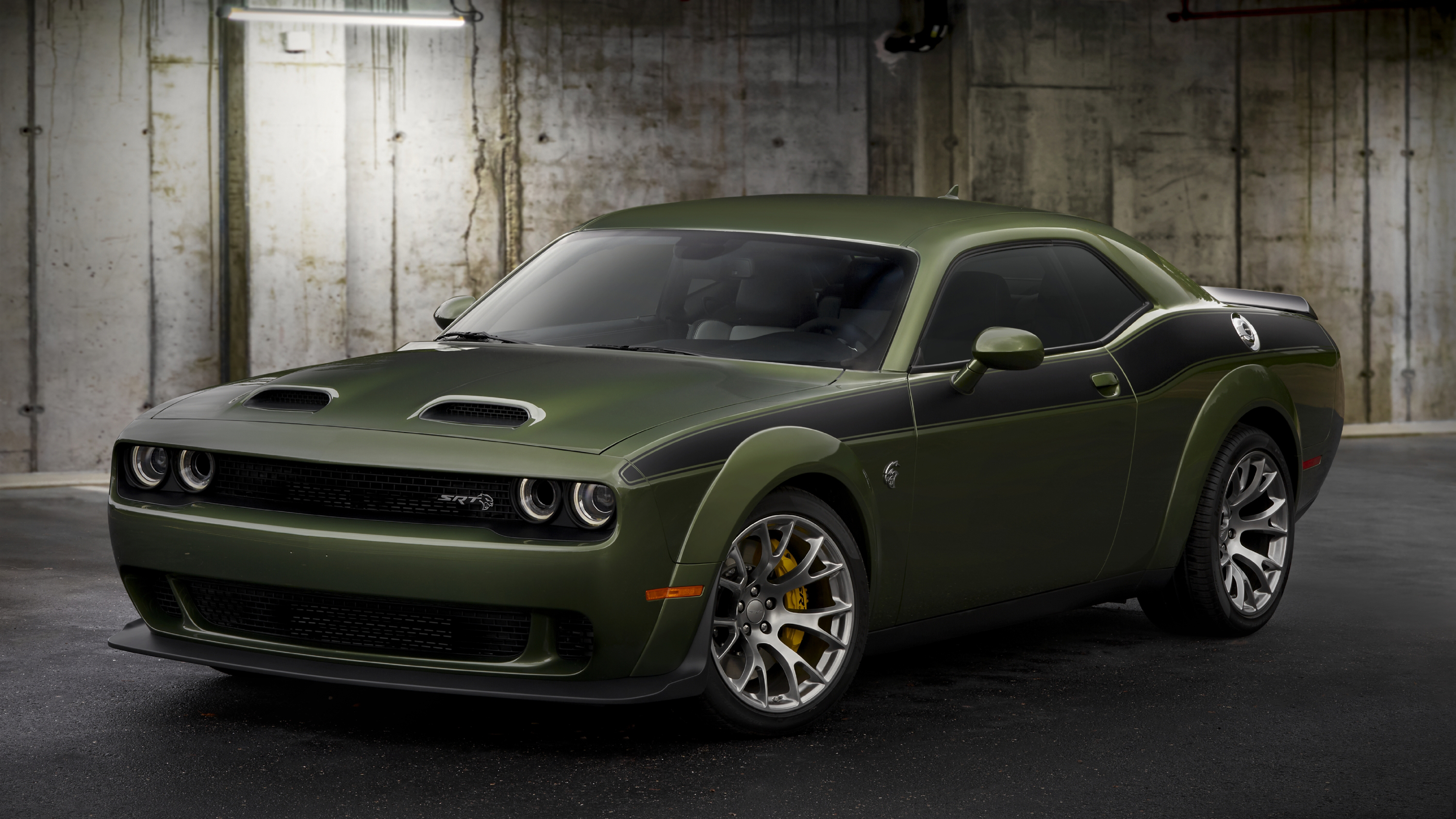 Dodge Challenger Hellcat Dodge Challenger SRT Muscle Cars Green Cars Vehicle Dodge Challenger Dodge Wallpaper:3840x2160