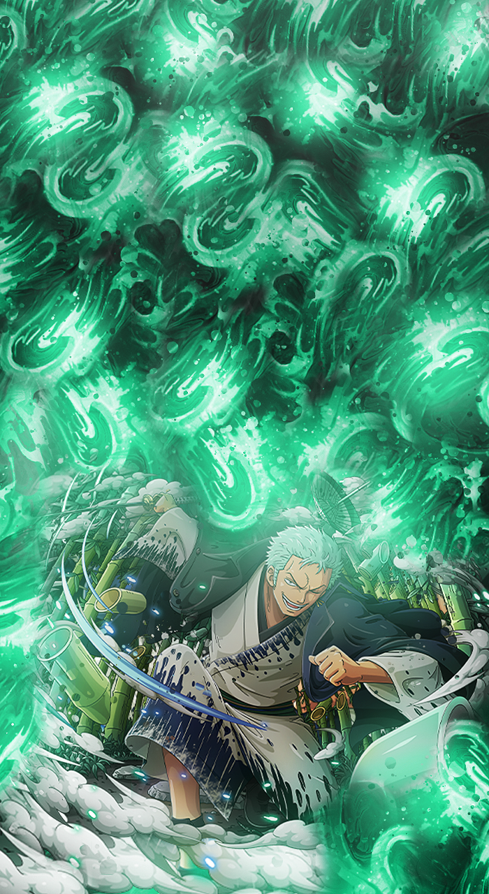 One Piece Roronoa Zoro with Sword Green Desktop Wallpaper 4K