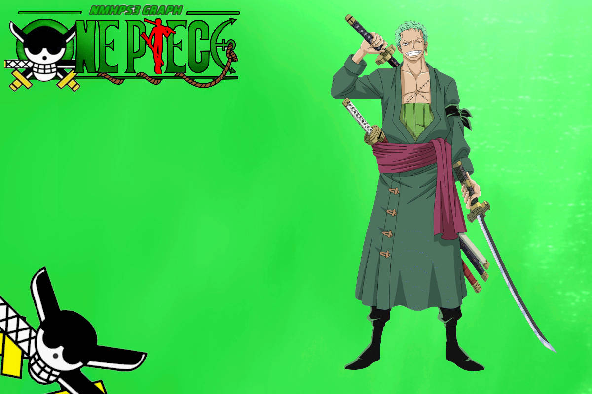 Download One Piece Zoro In Light Green Wallpaper