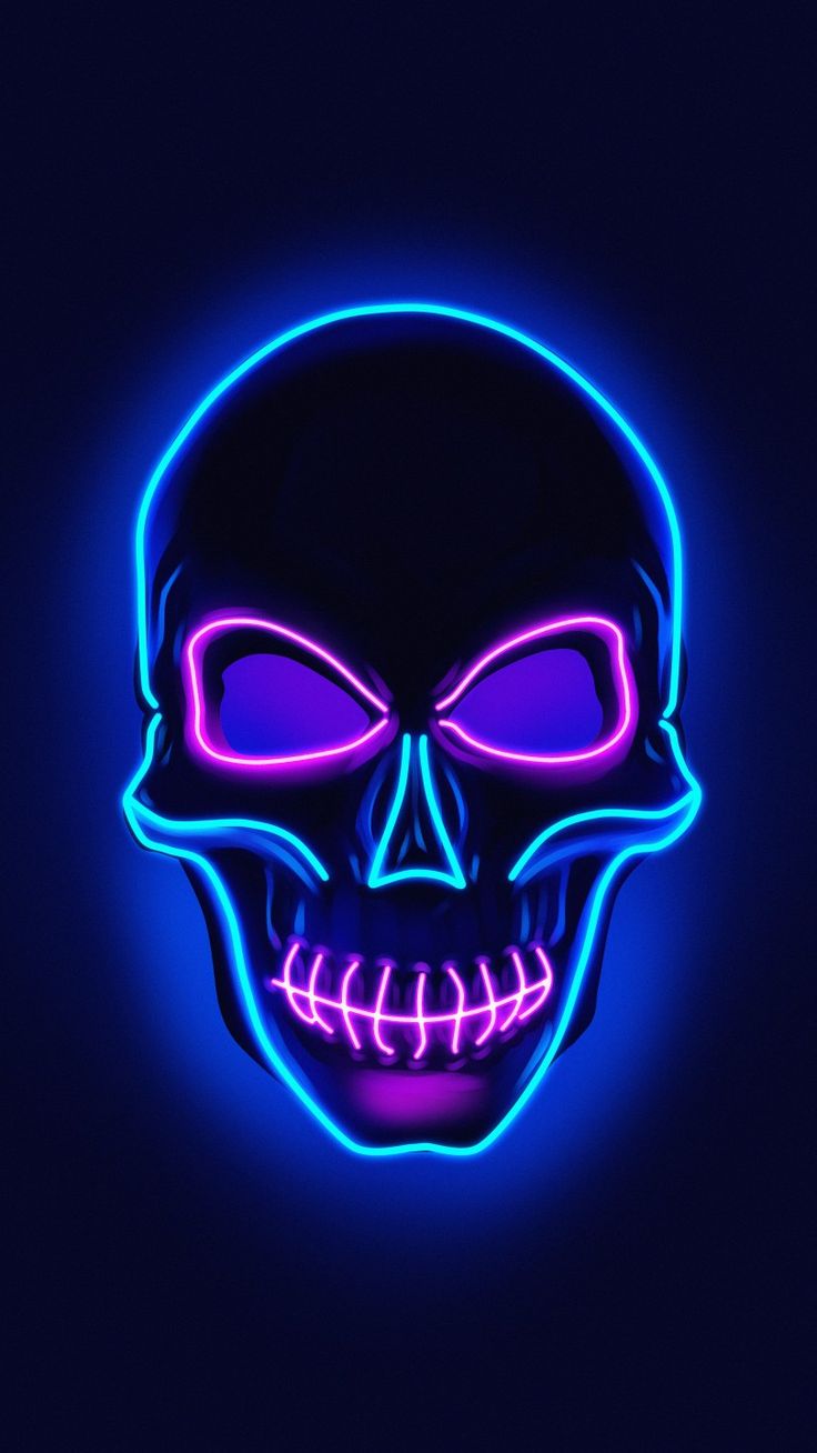BATES TATTOO. Skull wallpaper, Neon, Phone wallpaper design
