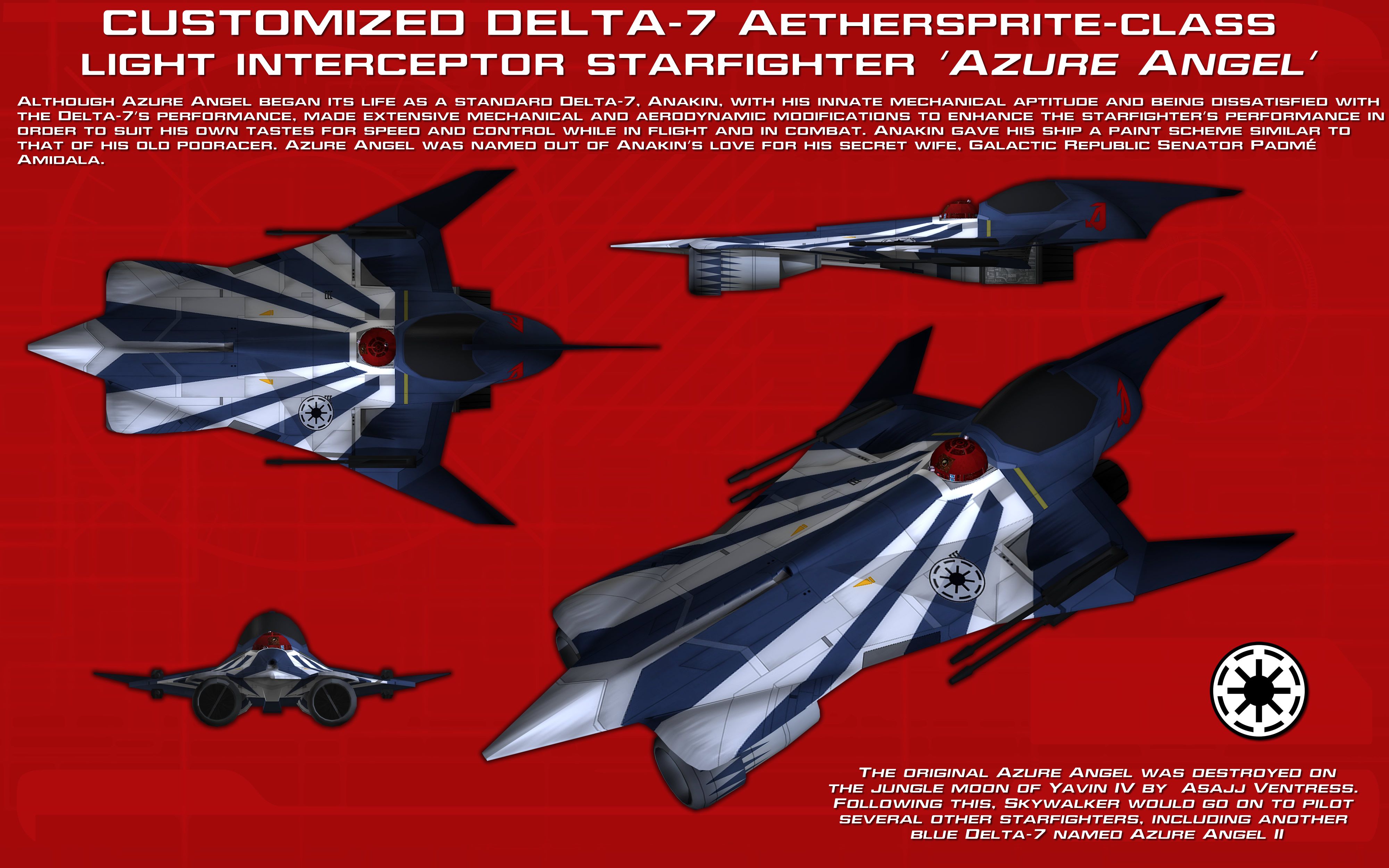 Delta 7 Aethersprite Azure Angel Ortho [New]. Star Wars Spaceships, Star Wars Artwork, Star Wars Ships