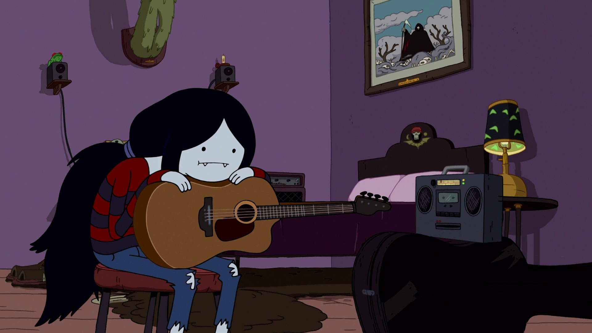 Adventure Time Girl Holding Guitar 3D Wallpaper • Wallpaper For You
