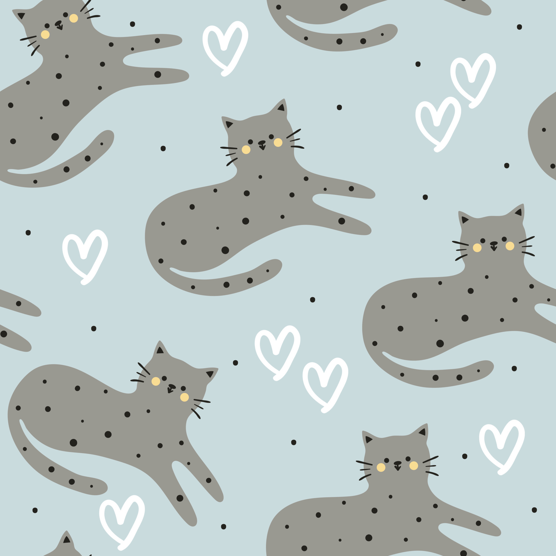 seamless pattern hand drawing cartoon cat. for kids wallpaper, fabric print, textile, gift wrapping paper