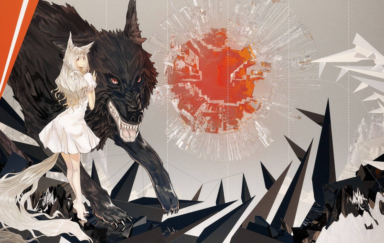 Download Wolf Girl With Black Beast Wallpaper