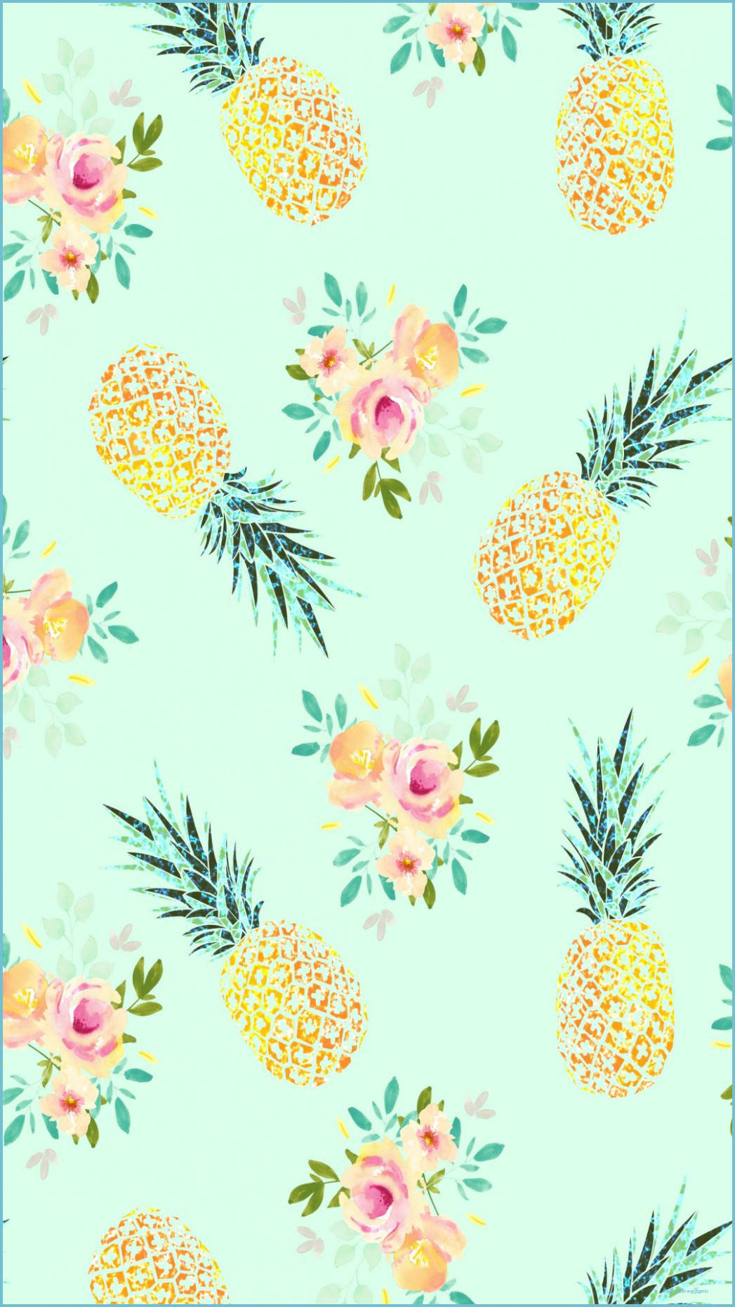 Download Flowers And Pineapples Pretty Phone Wallpaper