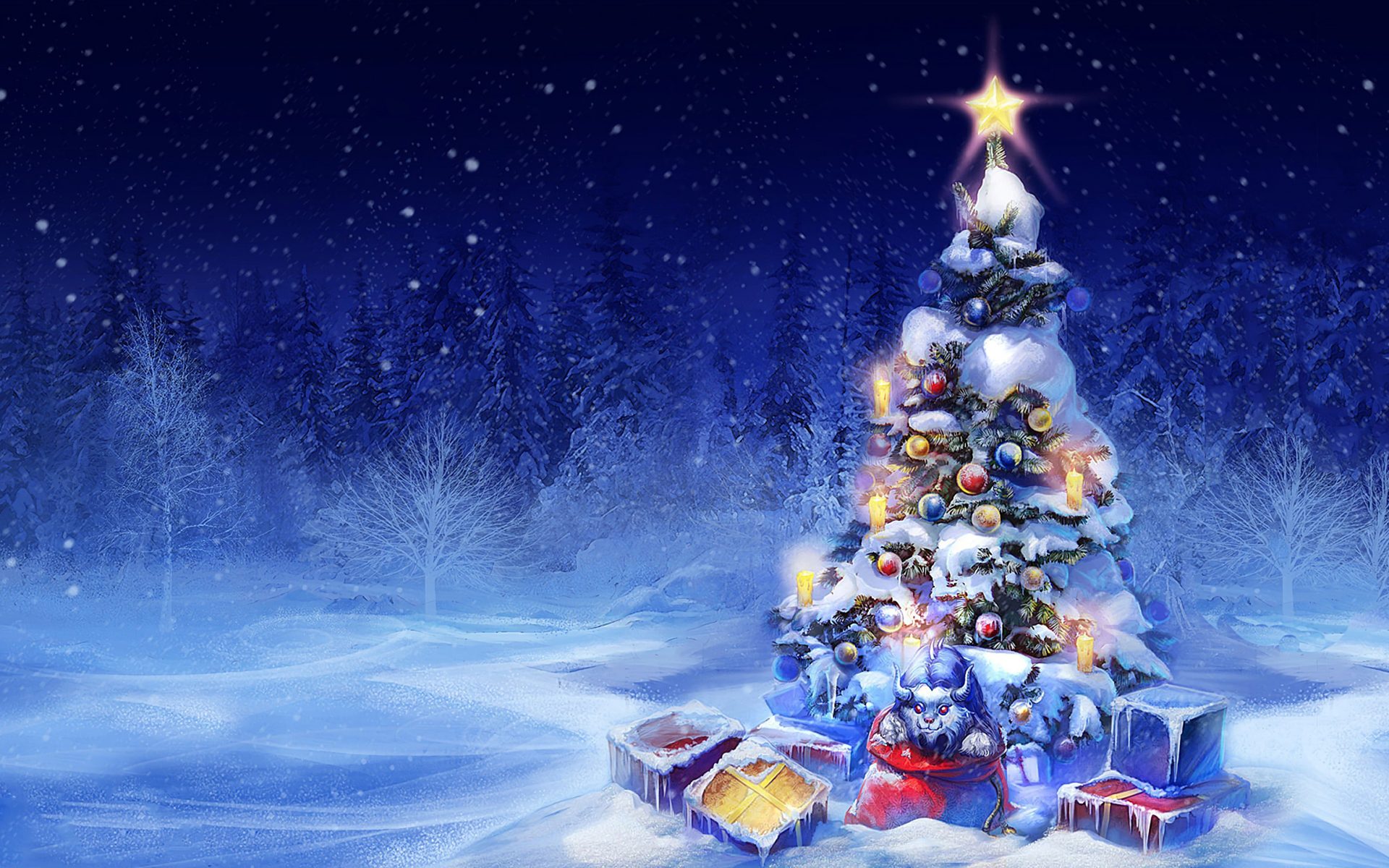 Christmas Tree Snow Gifts Winter Christmas Wallpaper HD, Wallpaper13.com