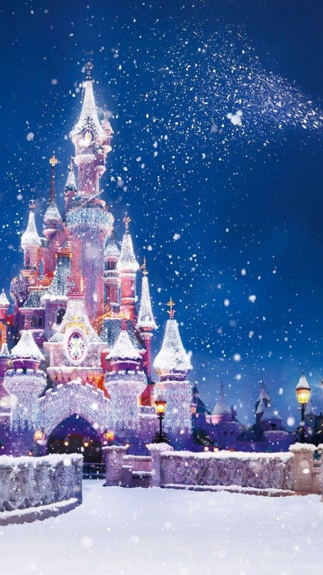 Download Christmas Winter Snow Fairy Tale Castle iPhone Wallpaper