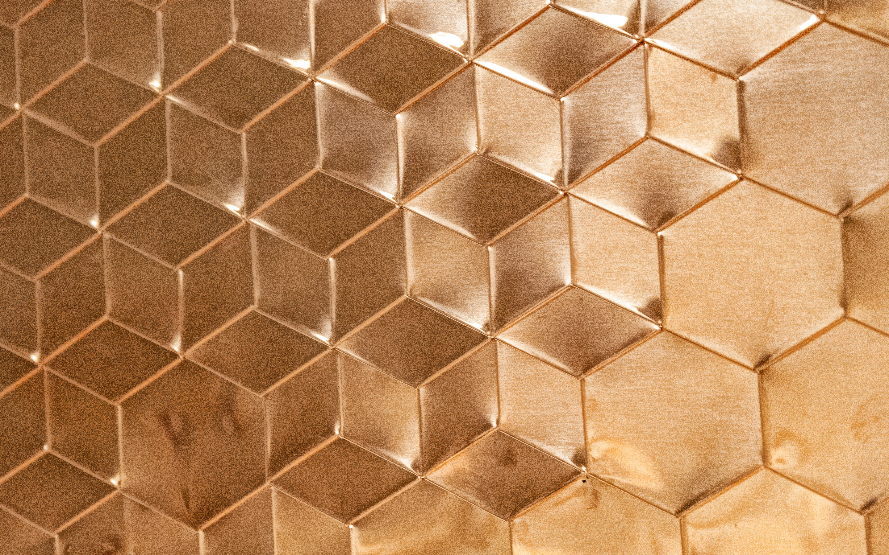 Download wallpaper gold metal texture, golden background, metal textures, golden geometric background, golden texture for desktop with resolution 2880x1800. High Quality HD picture wallpaper