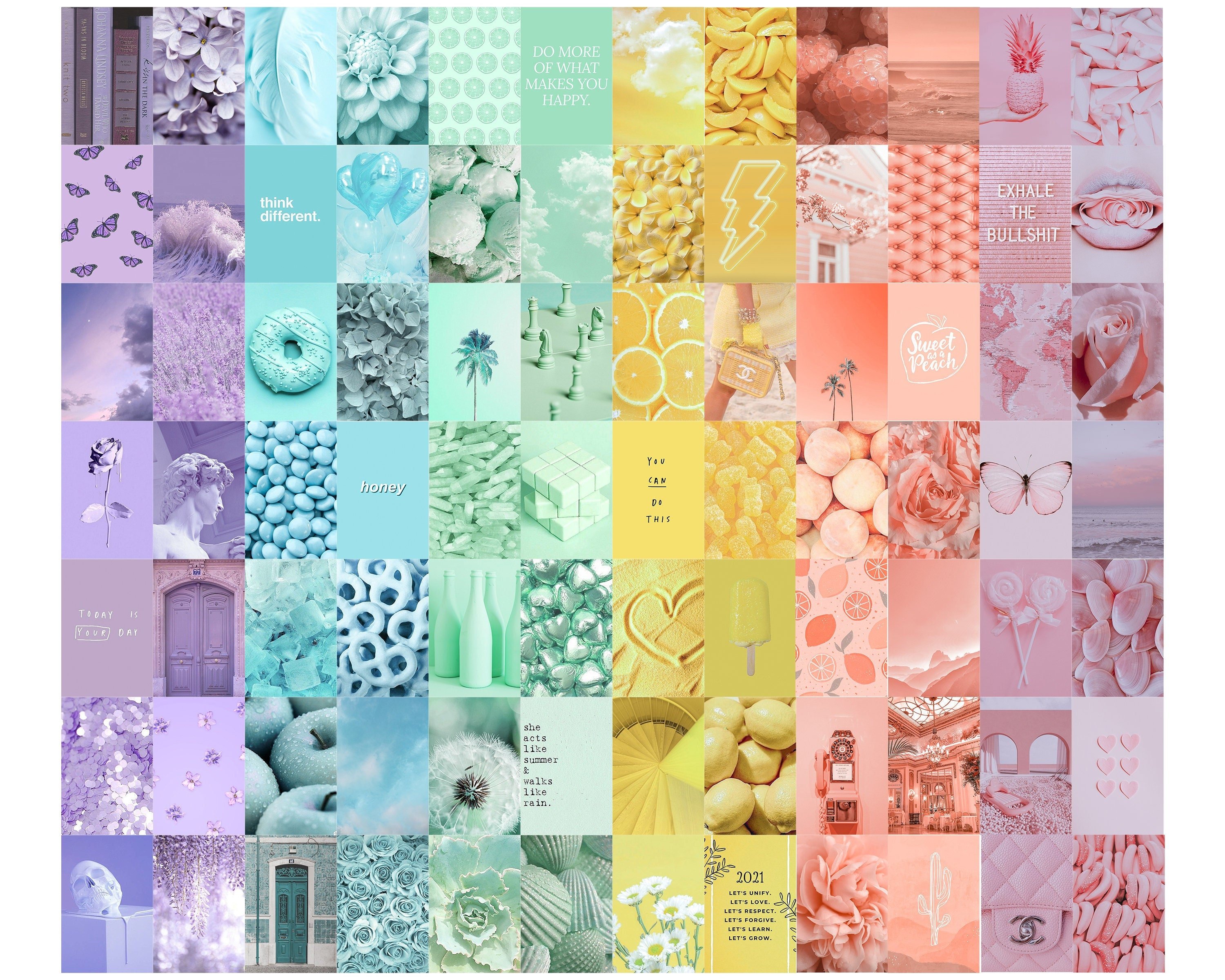 Rainbow Collage Pastel Collage Collage Kit Rainbow Wall