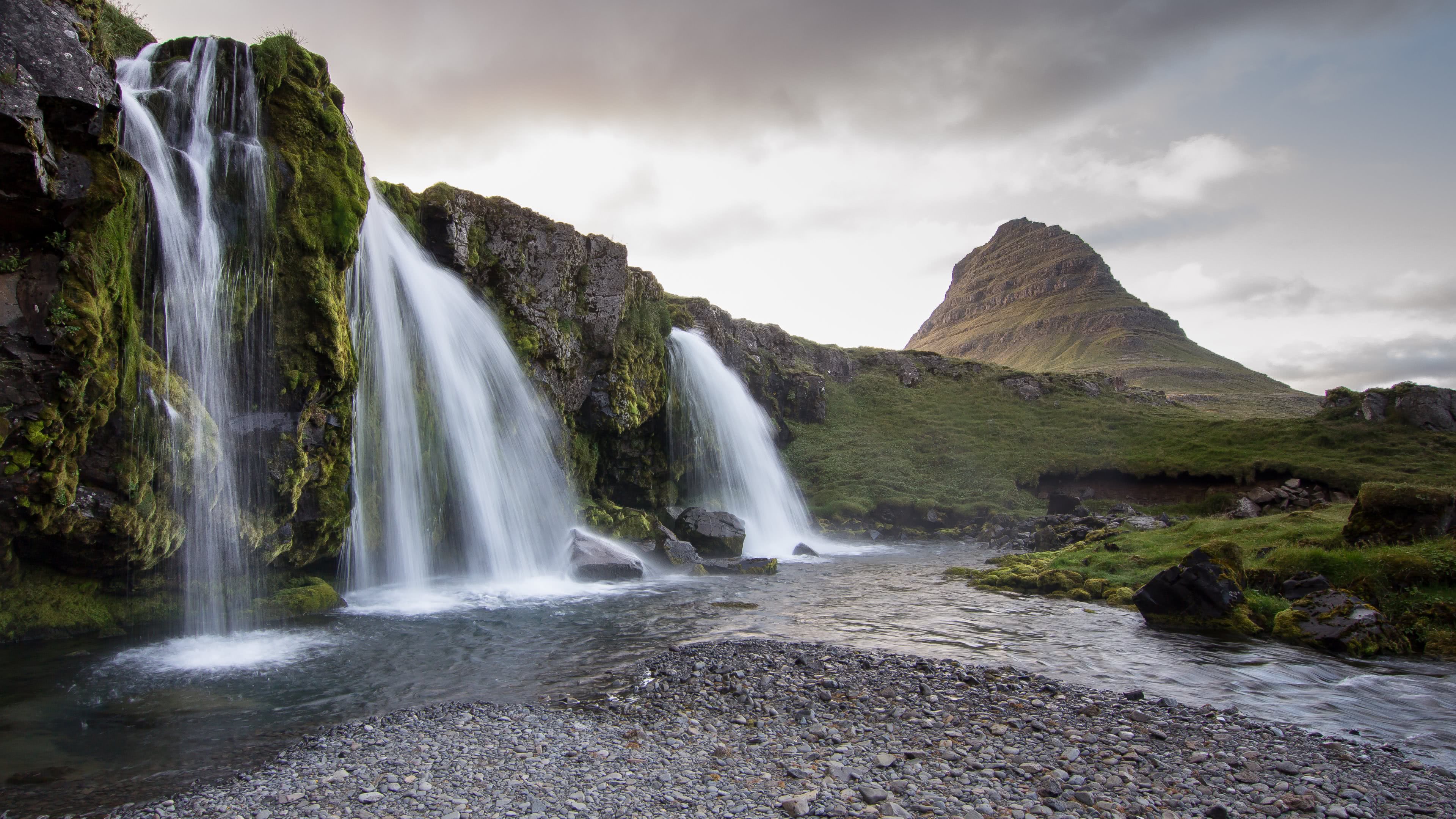 Iceland Waterfall, Kirkjufell Mountain UHD 4K Wallpaper