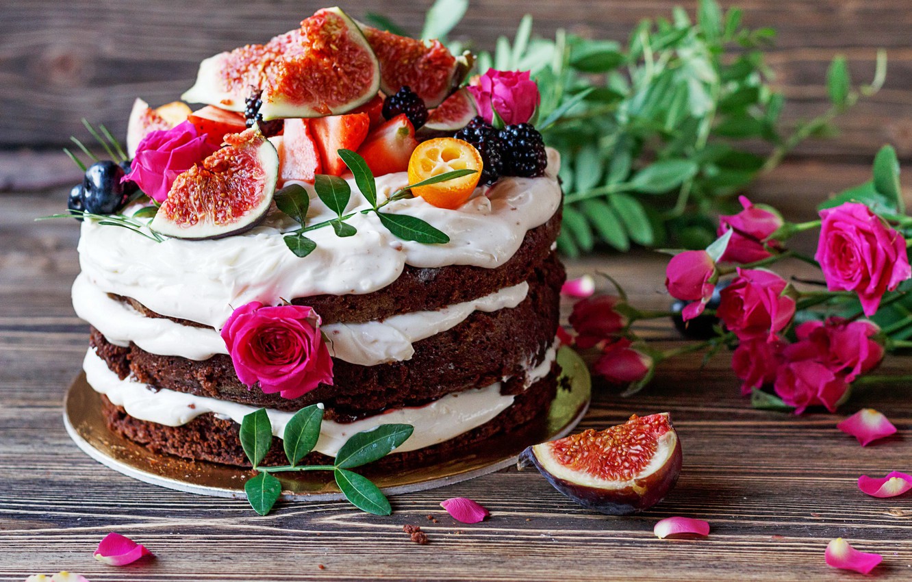 Wallpaper berries, cake, fruit, cake, cream, dessert, biscuit, berries image for desktop, section еда