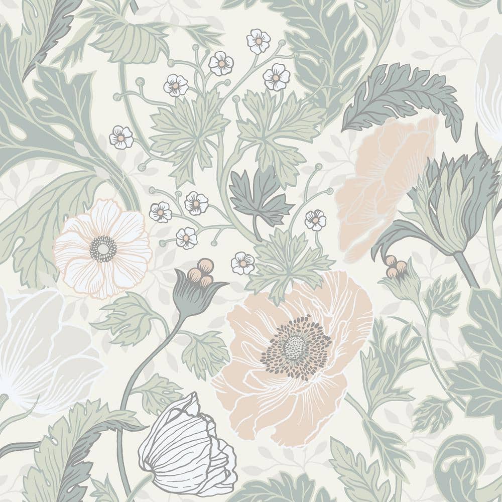 A Street Prints Anemone Light Grey Floral Paper Strippable Roll (Covers 56.4 Sq. Ft.) 2948 33000 Home Depot