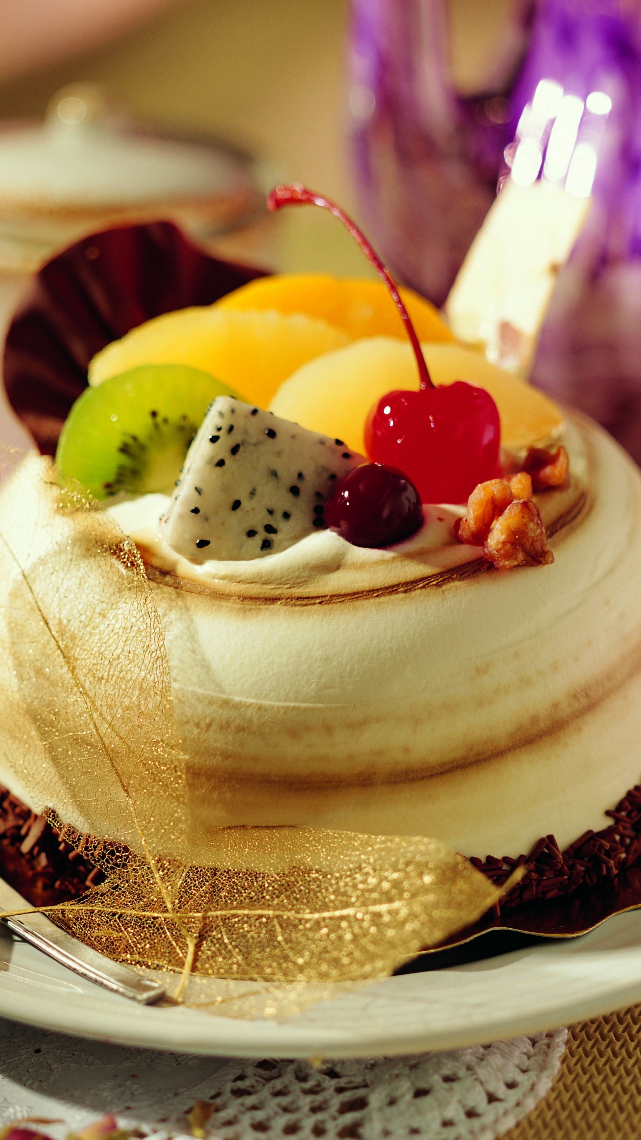 Wallpaper Cake, souffle, fruits, cherry, chocolate, Food
