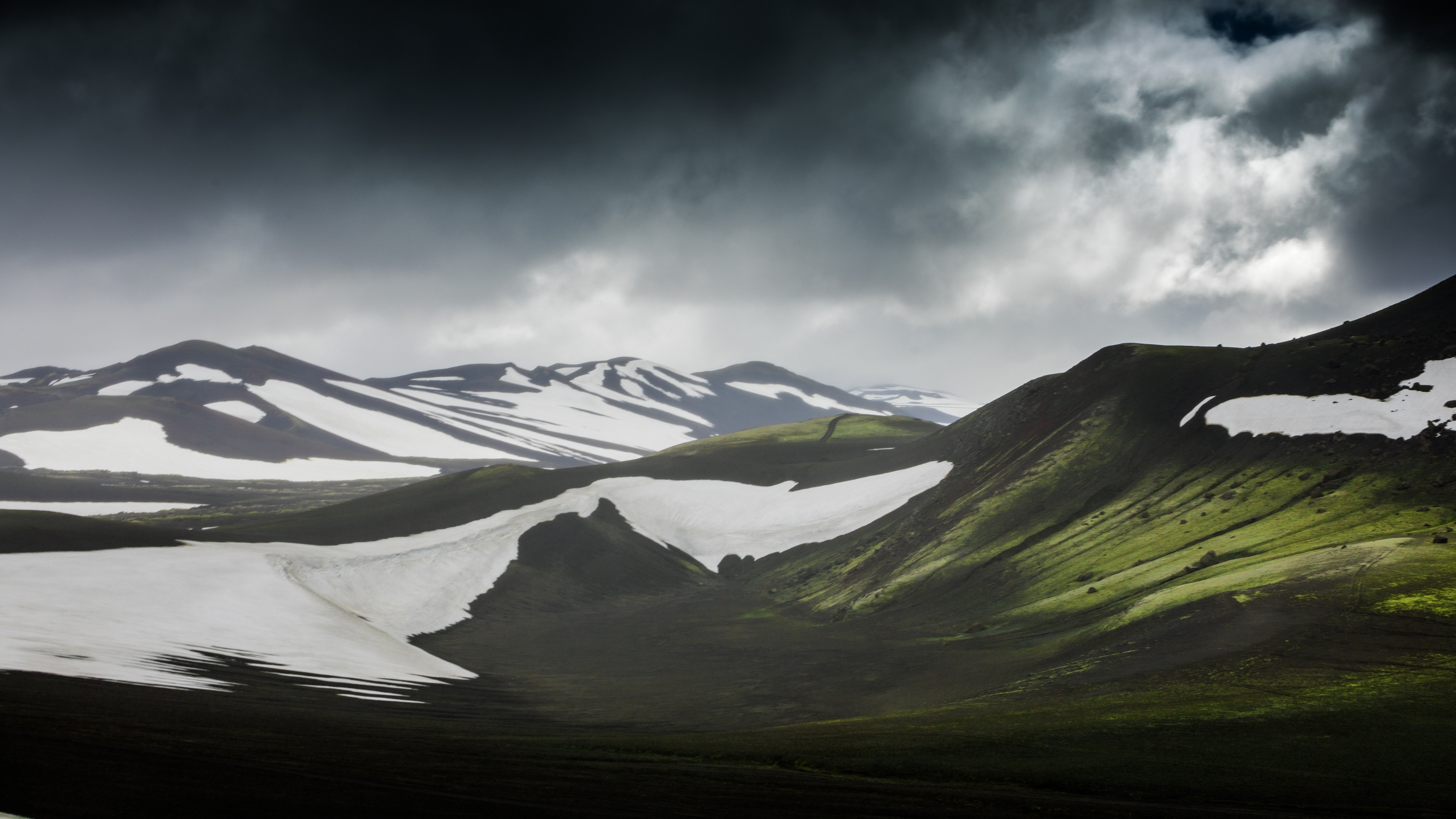 Download Landscape and mountains, cloudy day, Iceland wallpaper, 3840x 4K UHD 16: Widescreen