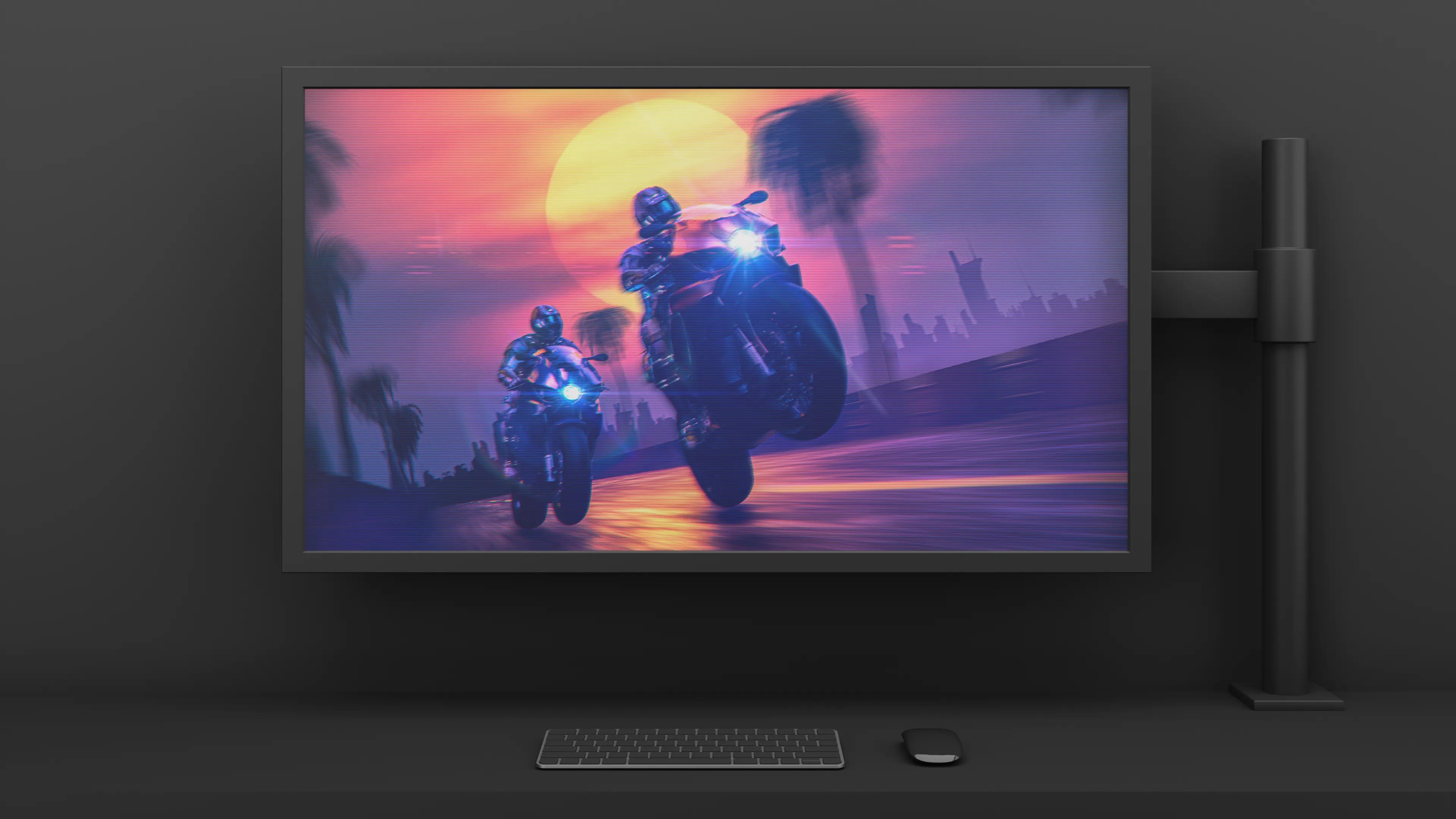 PC wallpaper 4K wave sunset