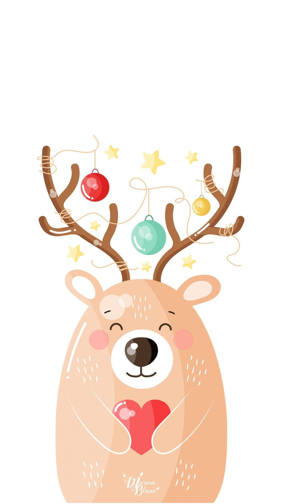 Download Kawaii Christmas Smiling Deer Wallpaper