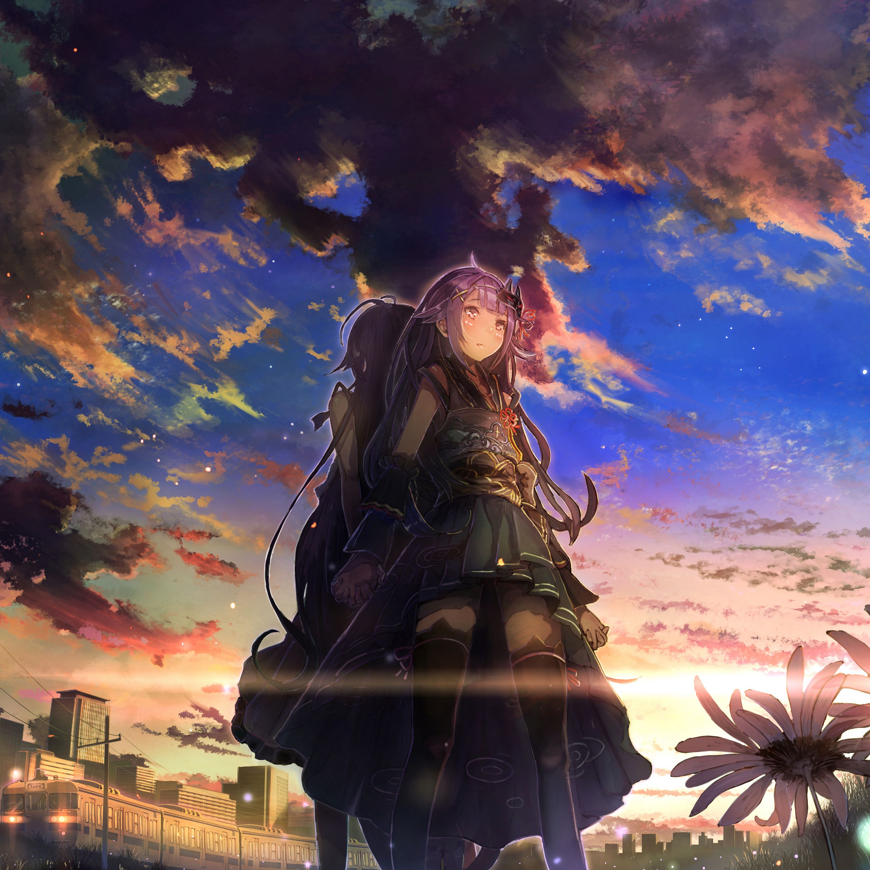 Download wallpaper 2780x2780 girls, touch, sky, clouds, sunset, anime ipad air, ipad air ipad ipad ipad mini ipad mini ipad mini ipad pro 9.7 for parallax HD background