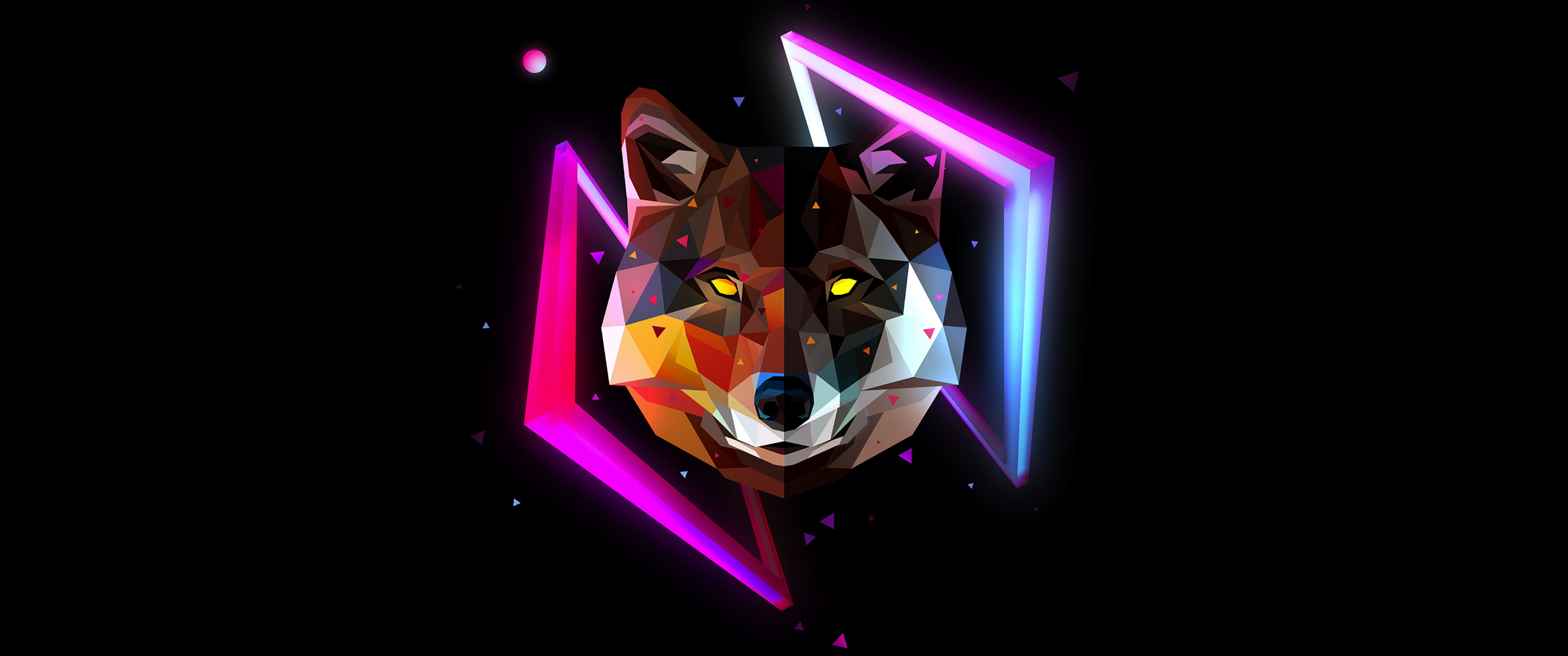 Wolf Wallpaper 4K, Wild, Low poly, Artwork, AMOLED, Graphics CGI
