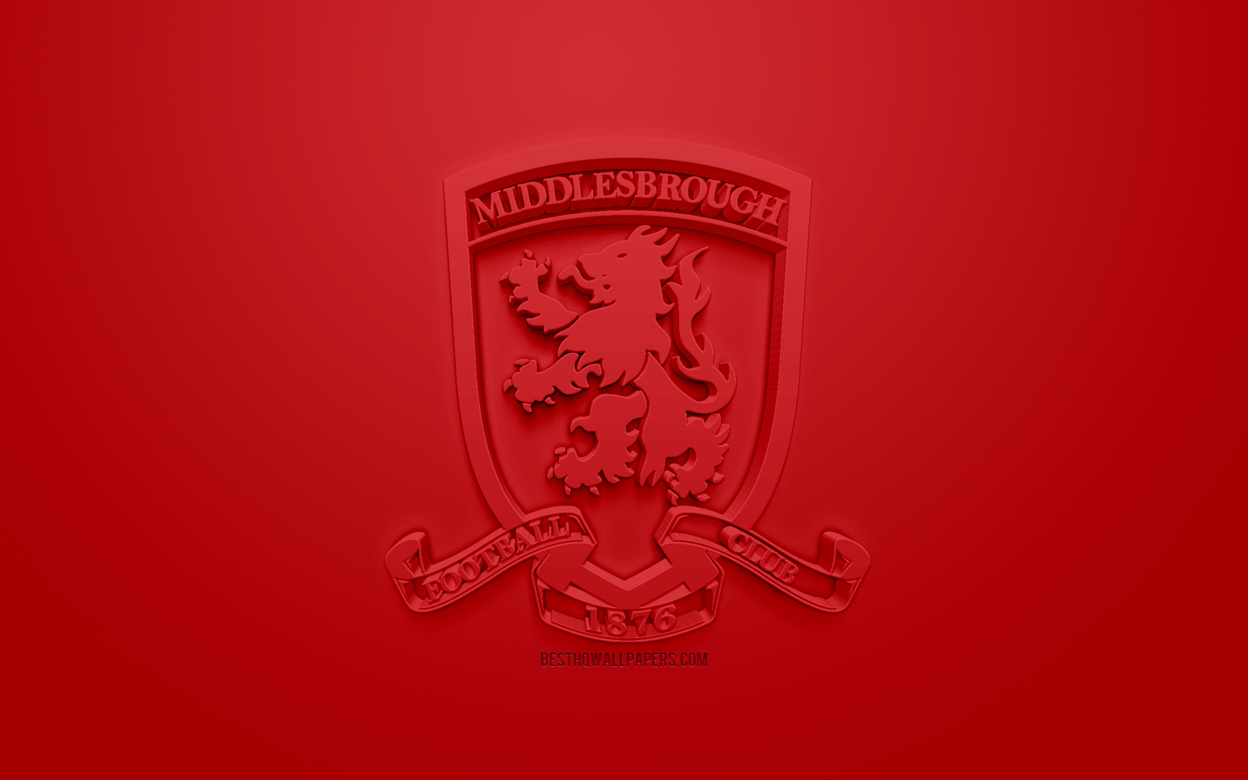 Download wallpaper Middlesbrough FC, creative 3D logo, red background, 3D emblem, English football club, EFL Championship, Middlesbrough, England, United Kingdom, English Football League Championship, 3D art, football, 3D logo for desktop with