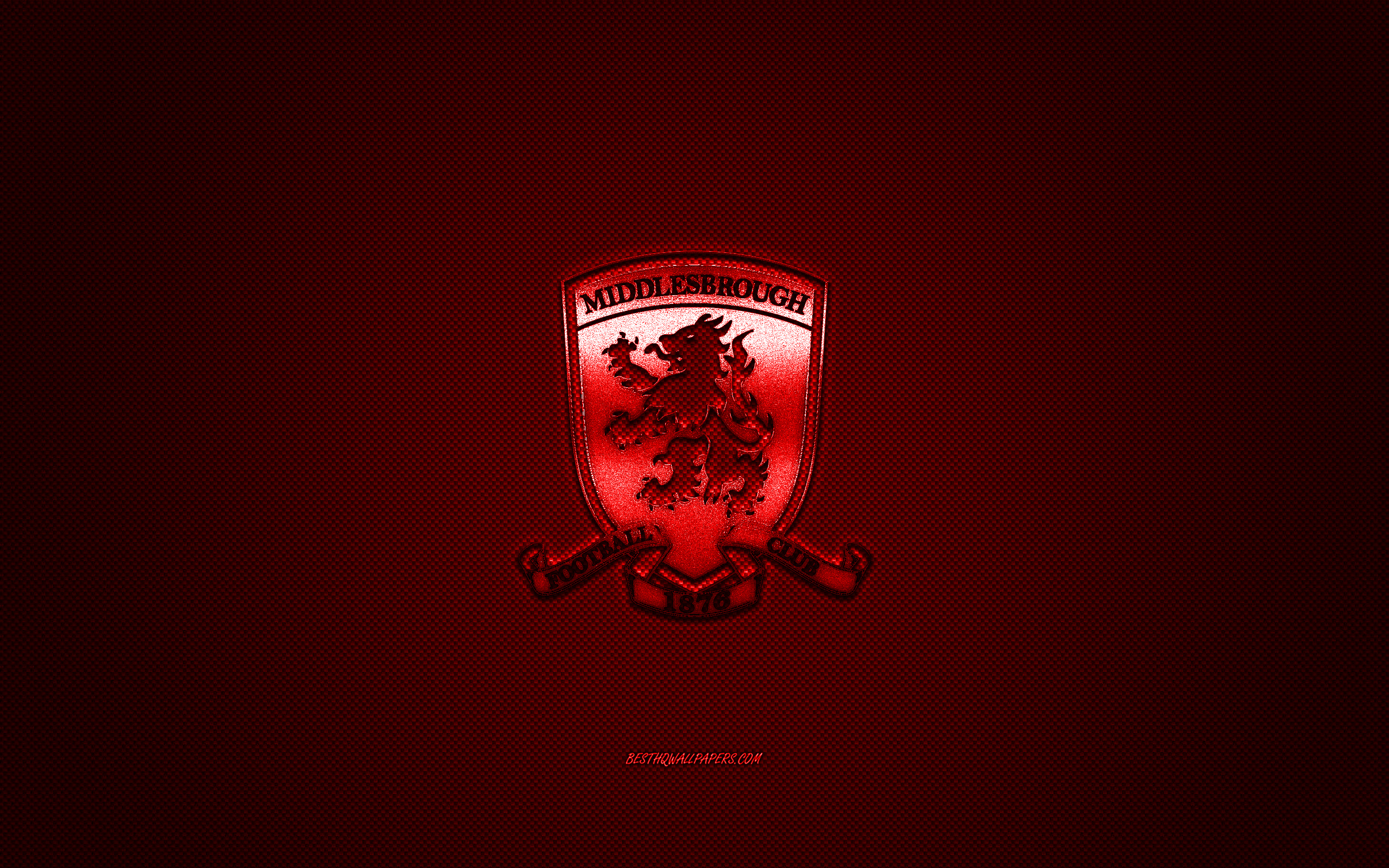 Download wallpaper Middlesbrough FC, English football club, EFL Championship, red logo, red carbon fiber background, football, Middlesbrough, Middlesbrough FC logo for desktop with resolution 2560x1600. High Quality HD picture wallpaper