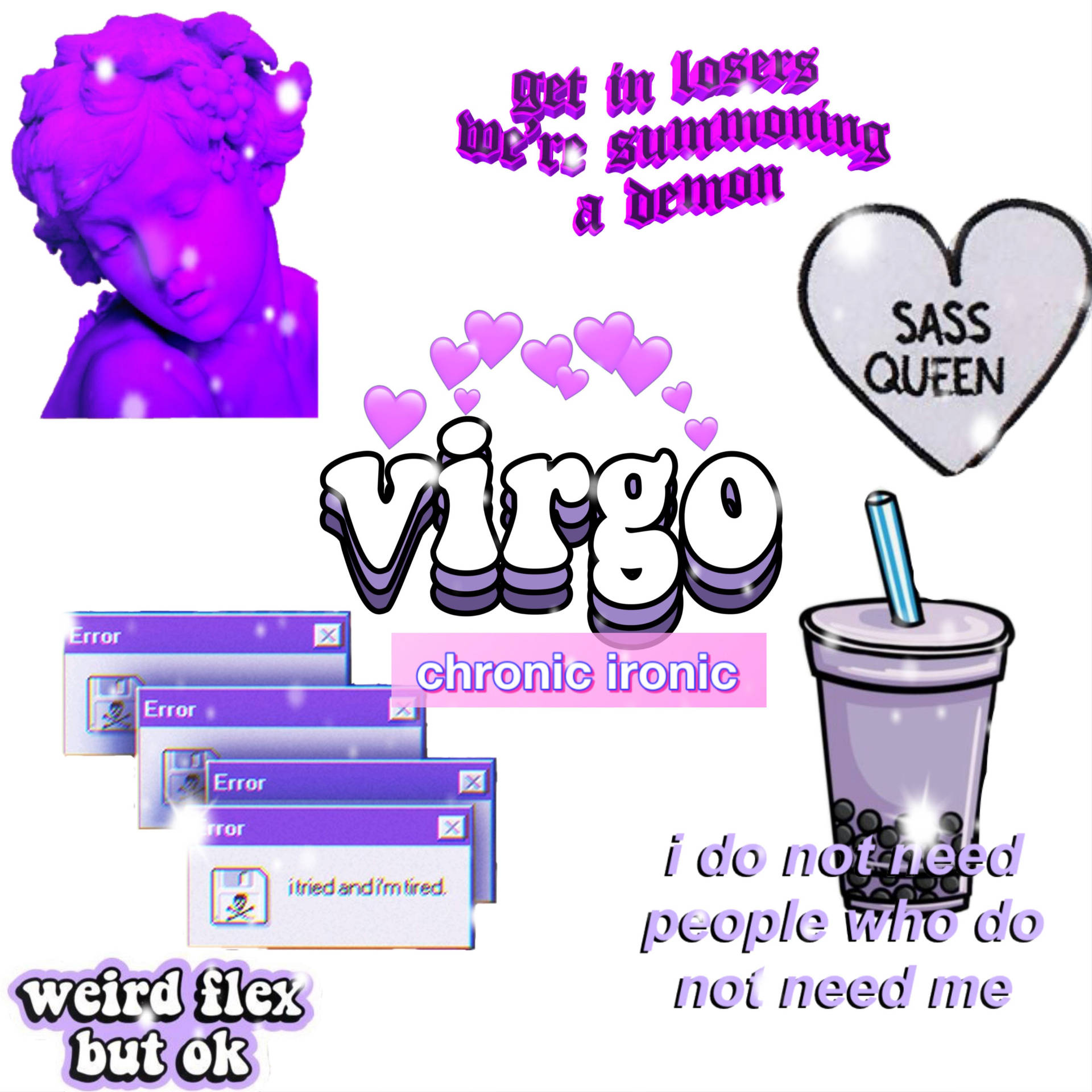 Download Virgo Zodiac Purple Collage Wallpaper