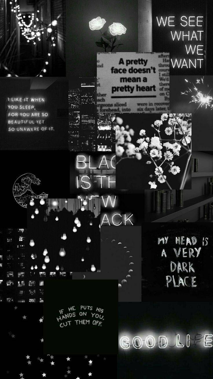 Download Cute Black Quotes Aesthetic Collage Wallpaper