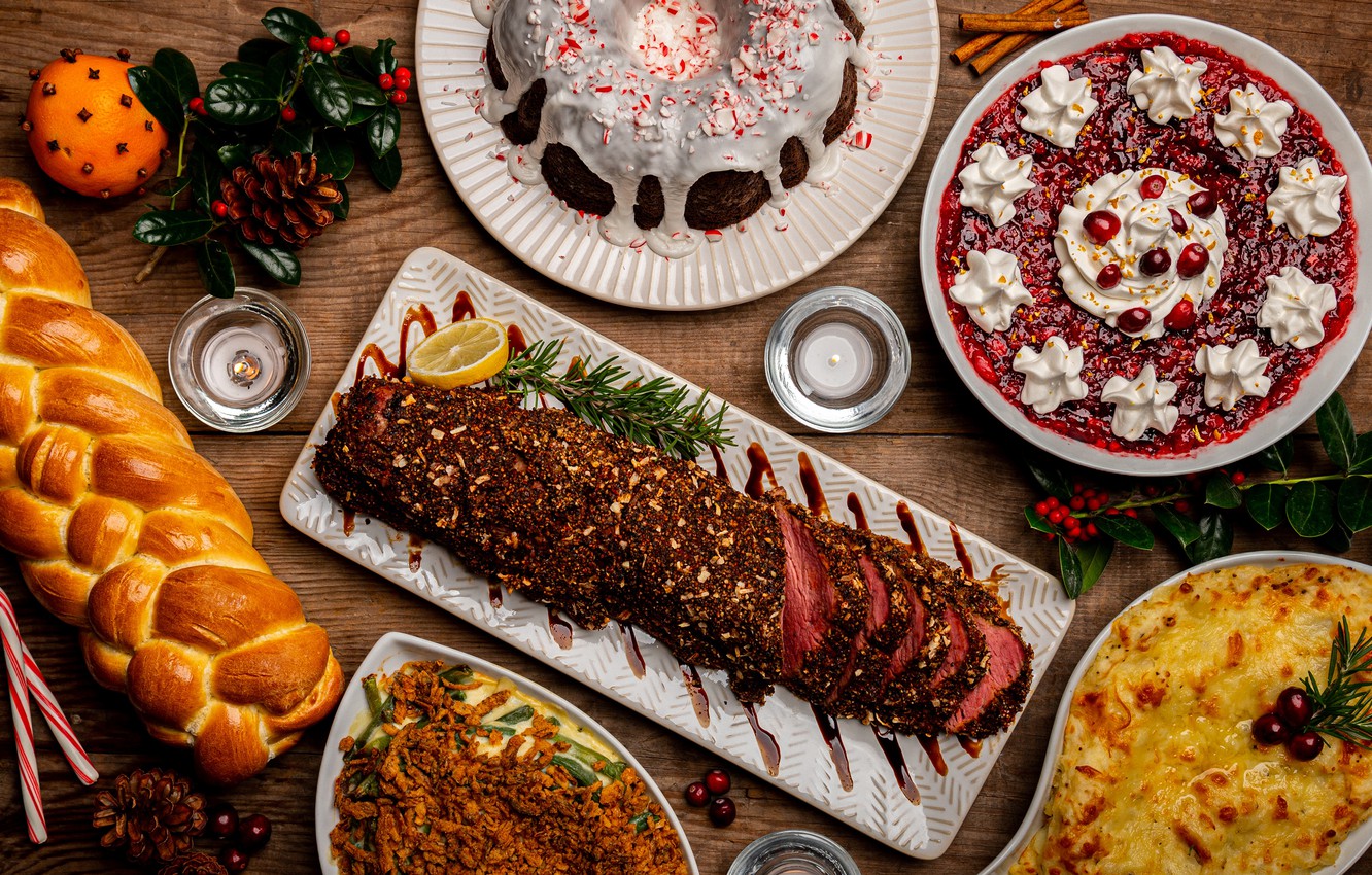 Wallpaper table, food, bread, cake, meat, bumps, dessert, cakes, feast, meals, diversity, meatloaf, different dishes, a lot image for desktop, section еда