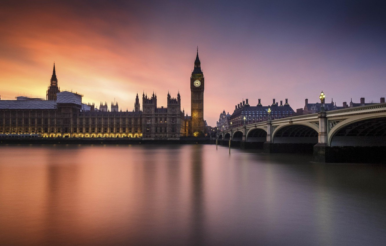Wallpaper Sunset, London, England, Big Ben, Whitehall image for desktop, section город
