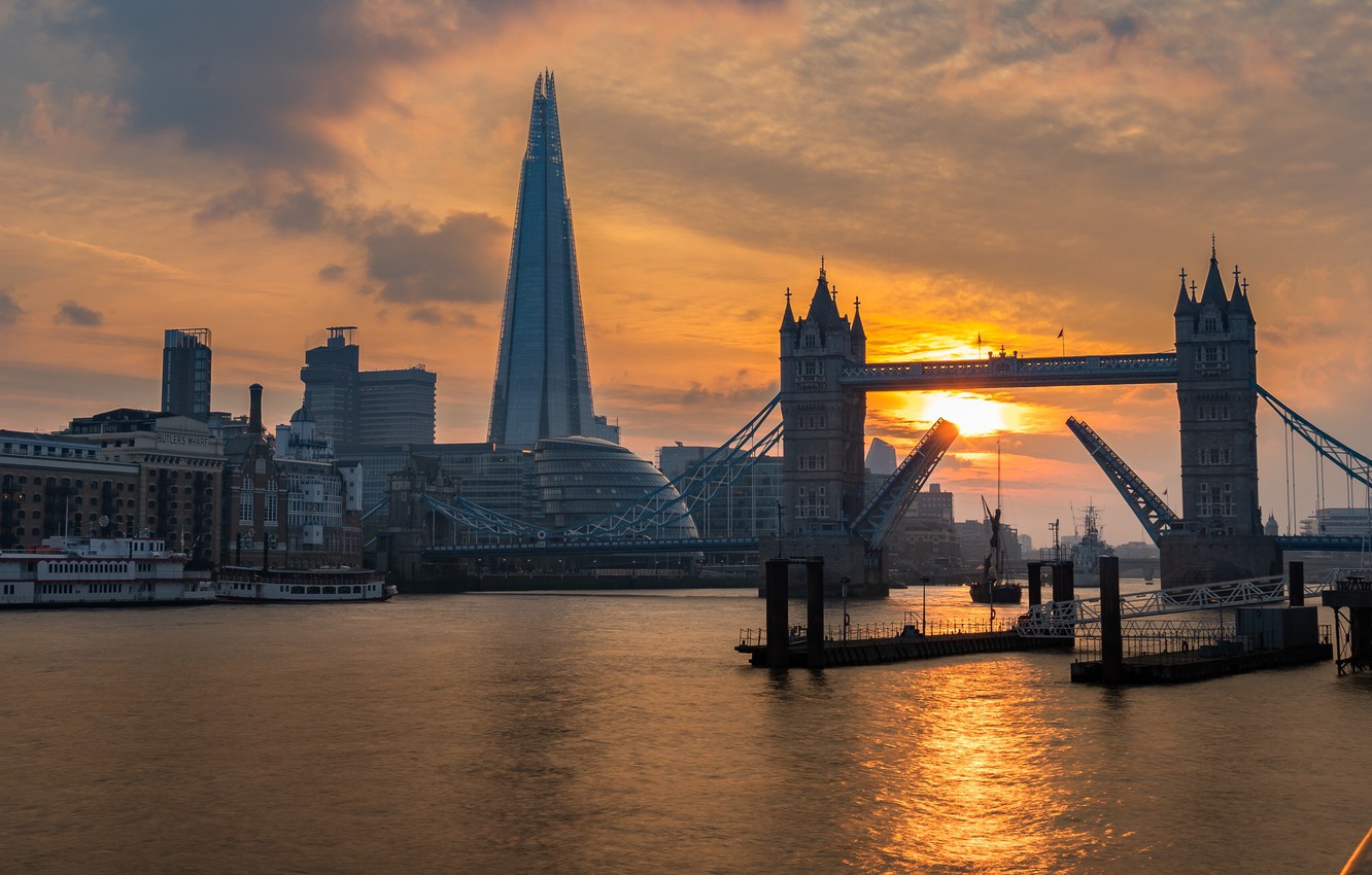 Wallpaper Sunset, Tower Bridge, London image for desktop, section город
