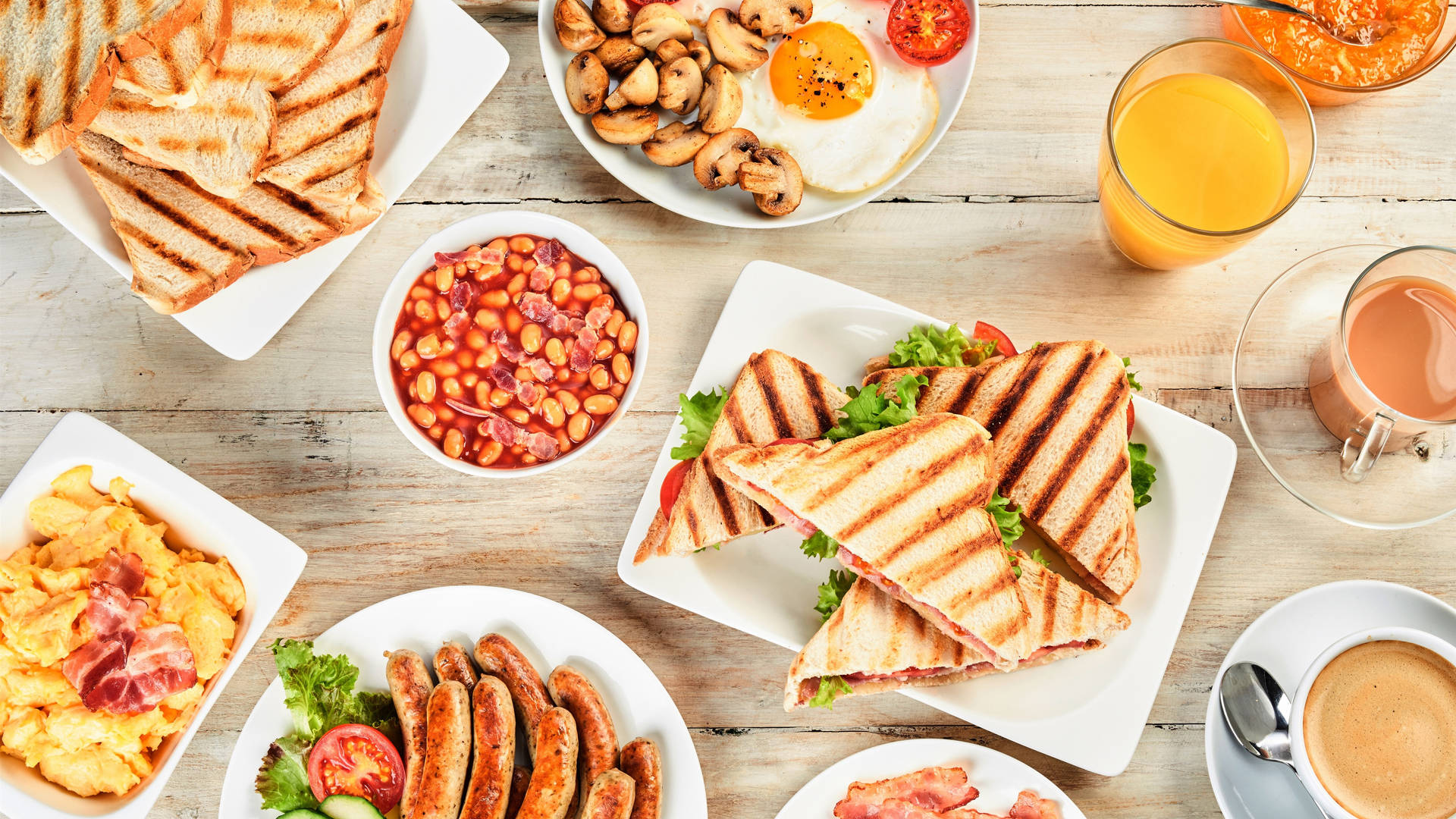 Download Toast And Beans Breakfast Wallpaper