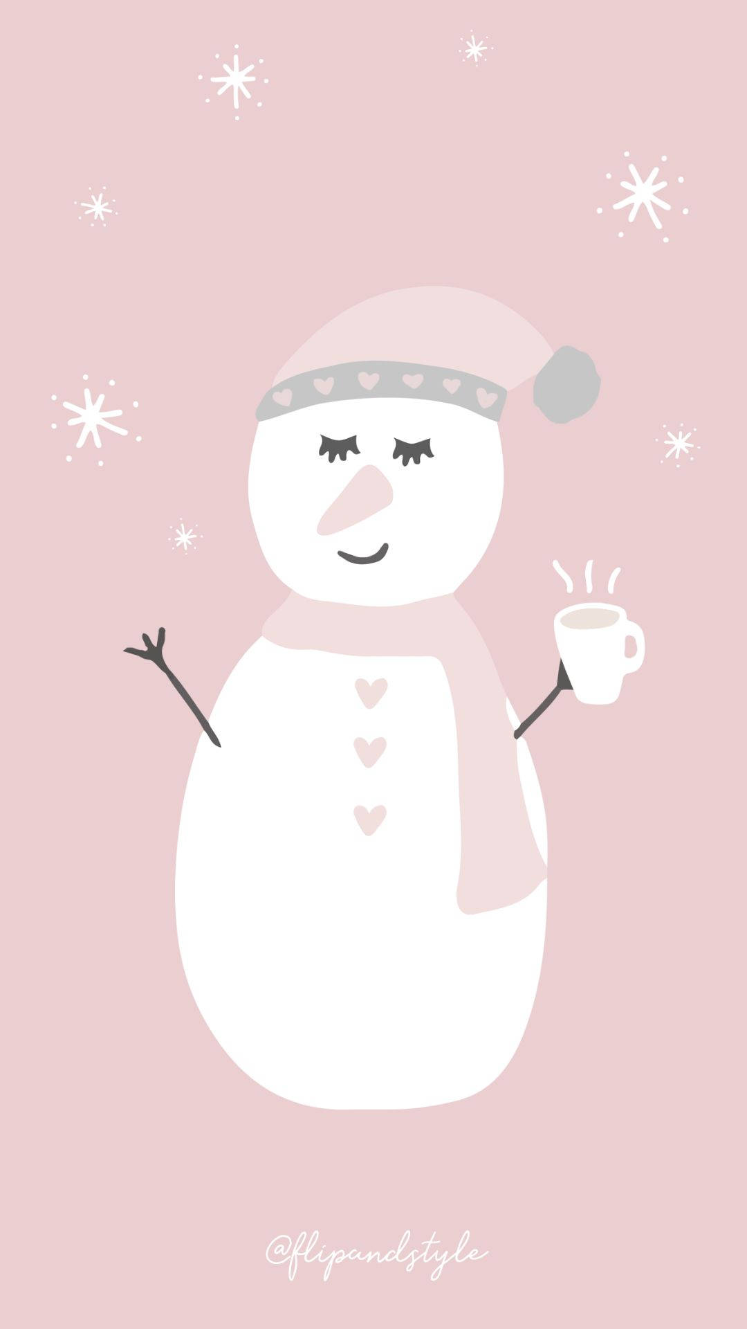 Download Kawaii Christmas Sleeping Snowman Wallpaper