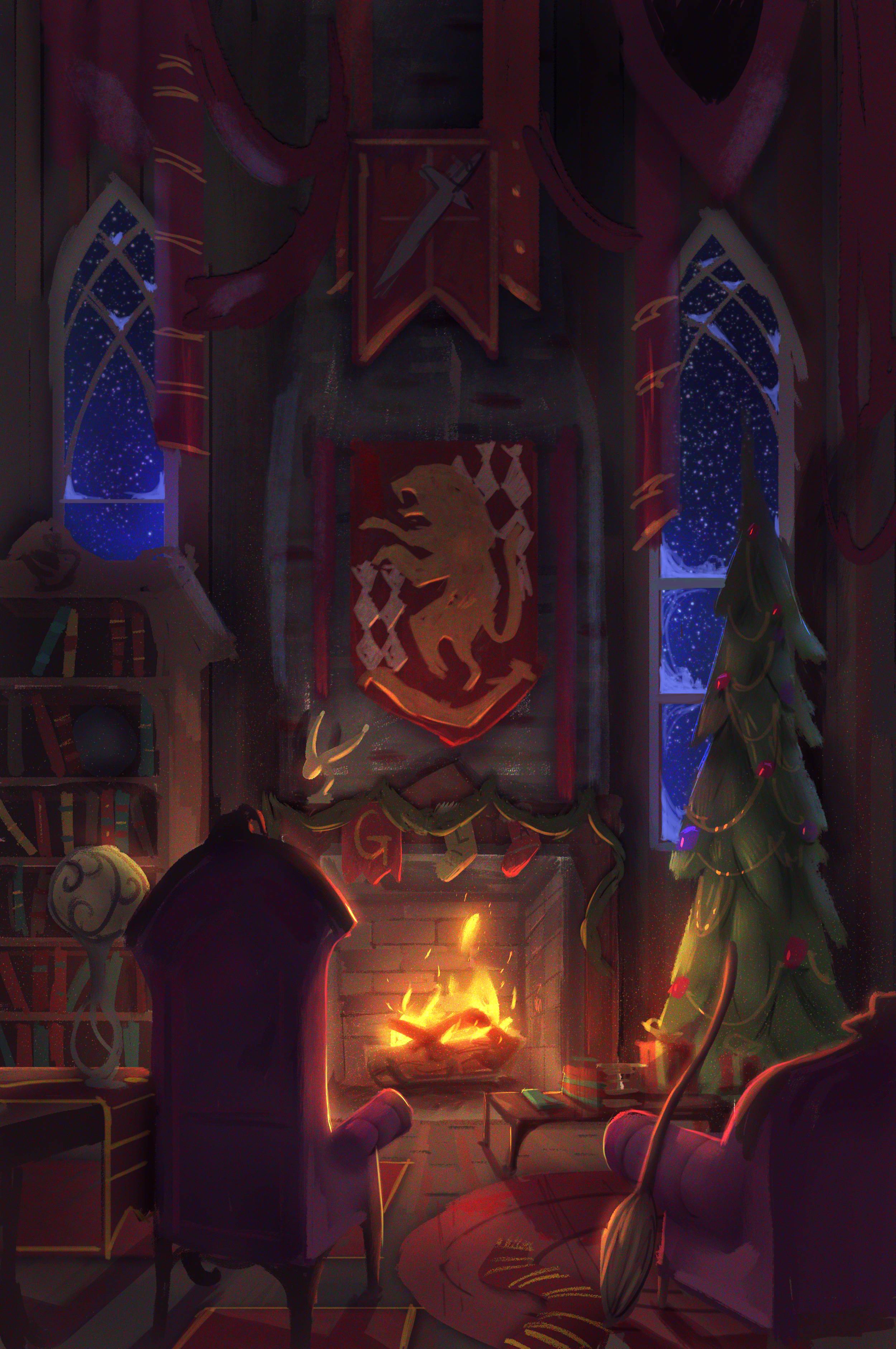 I painted the Gyffindor common room during Christmastime
