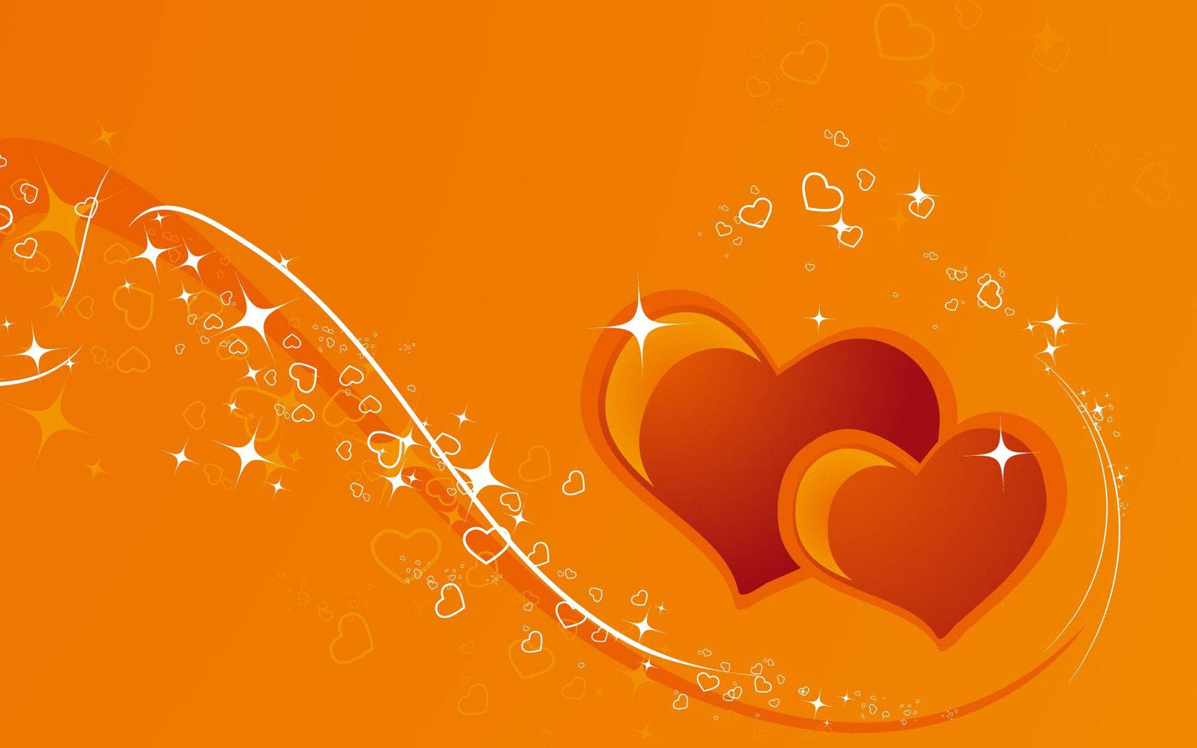 Download Orange Couple Hearts With Sparks Wallpaper