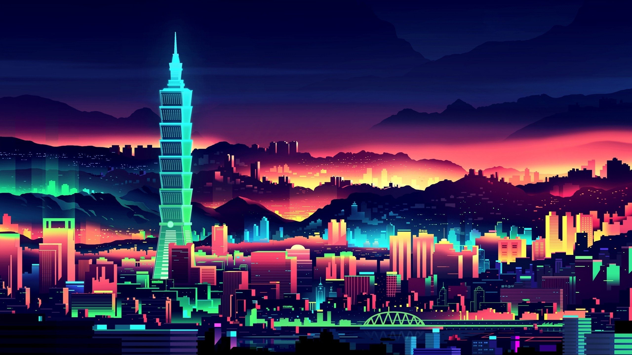 Neon City HD wallpaper