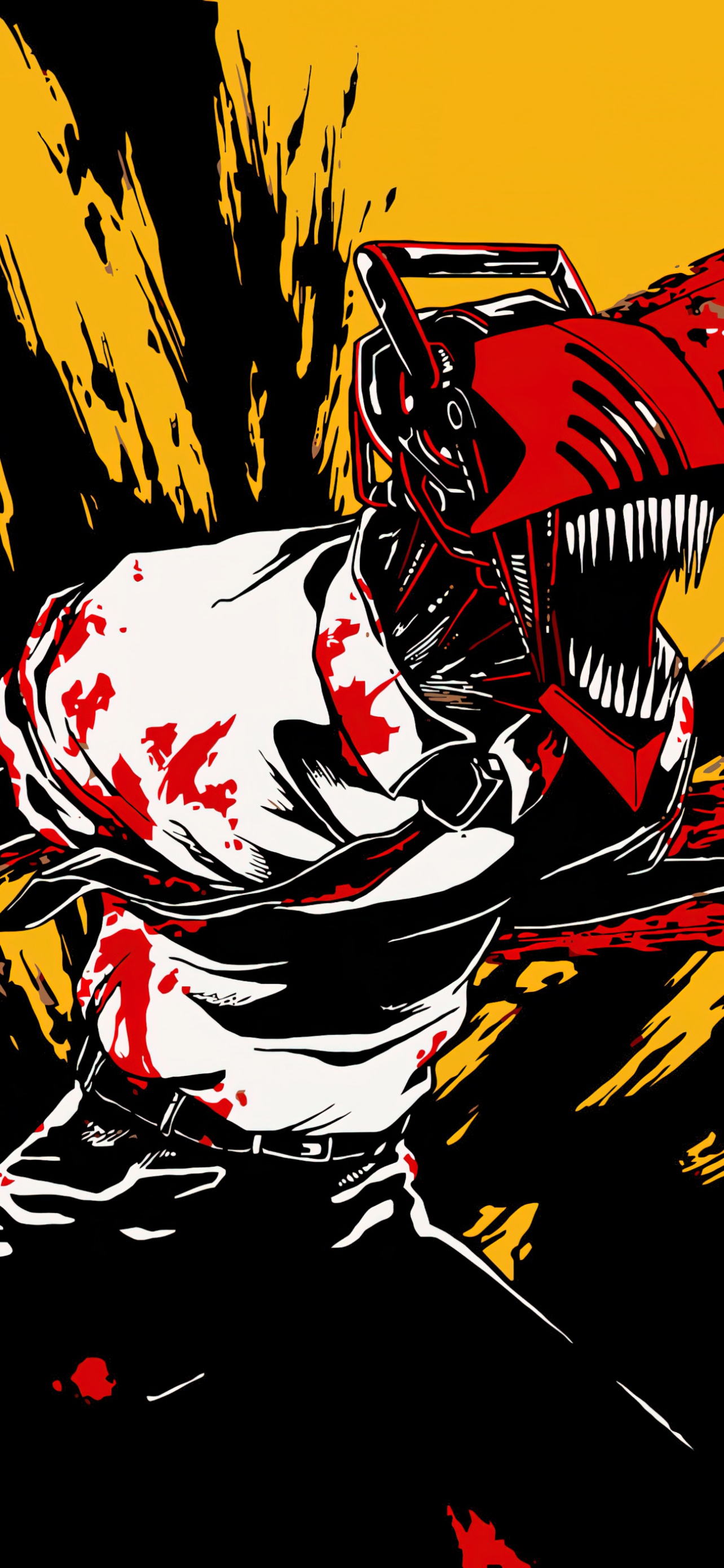 Denji Wallpaper 4K, AMOLED, Chainsaw Man