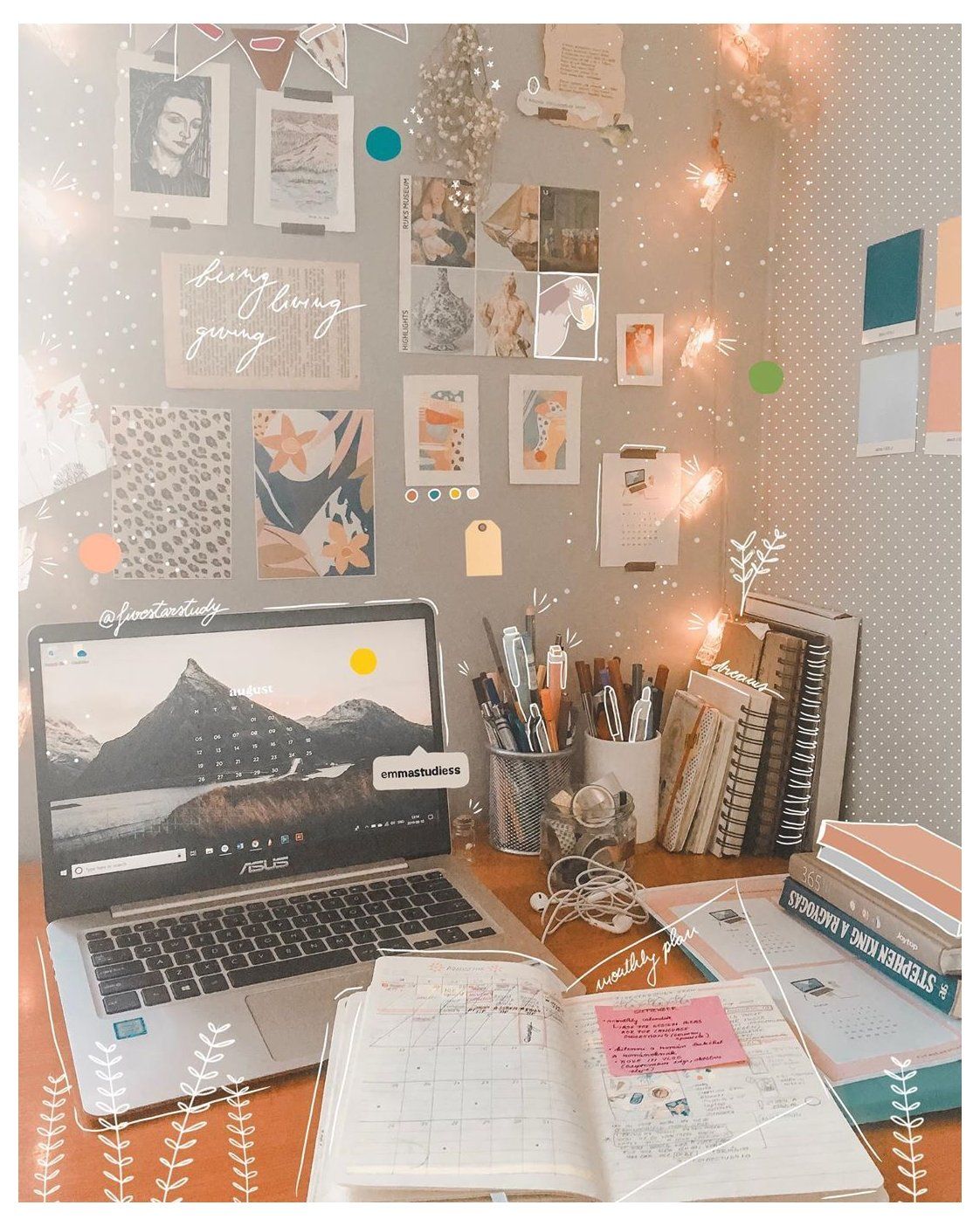 Ultimate Student Organizer Pack #aesthetic #desk #wallpaper #aestheticdeskwallpaper. Study room decor, Study decor, Study desk decor