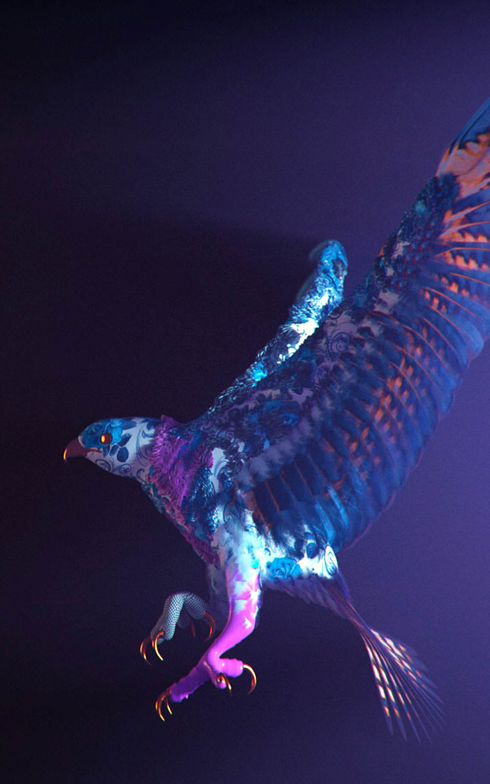 Purple Eagle Bird CGI 4K Ultra HD Mobile Wallpaper