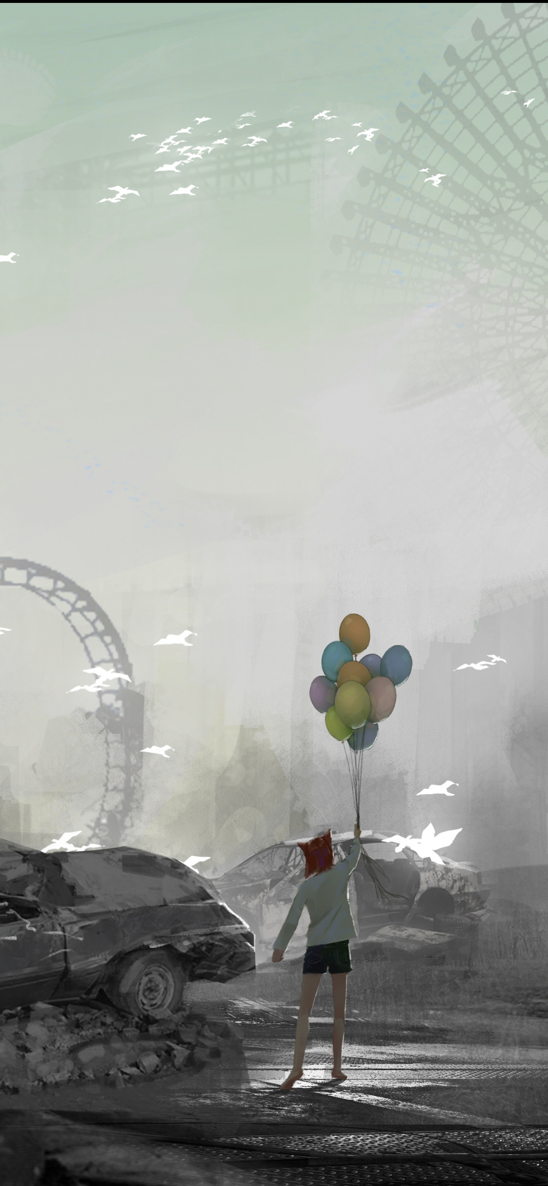 Park, post apocalyptic, city, anime, art wallpaper, 4529x2857, HD image, picture, 585ed61f