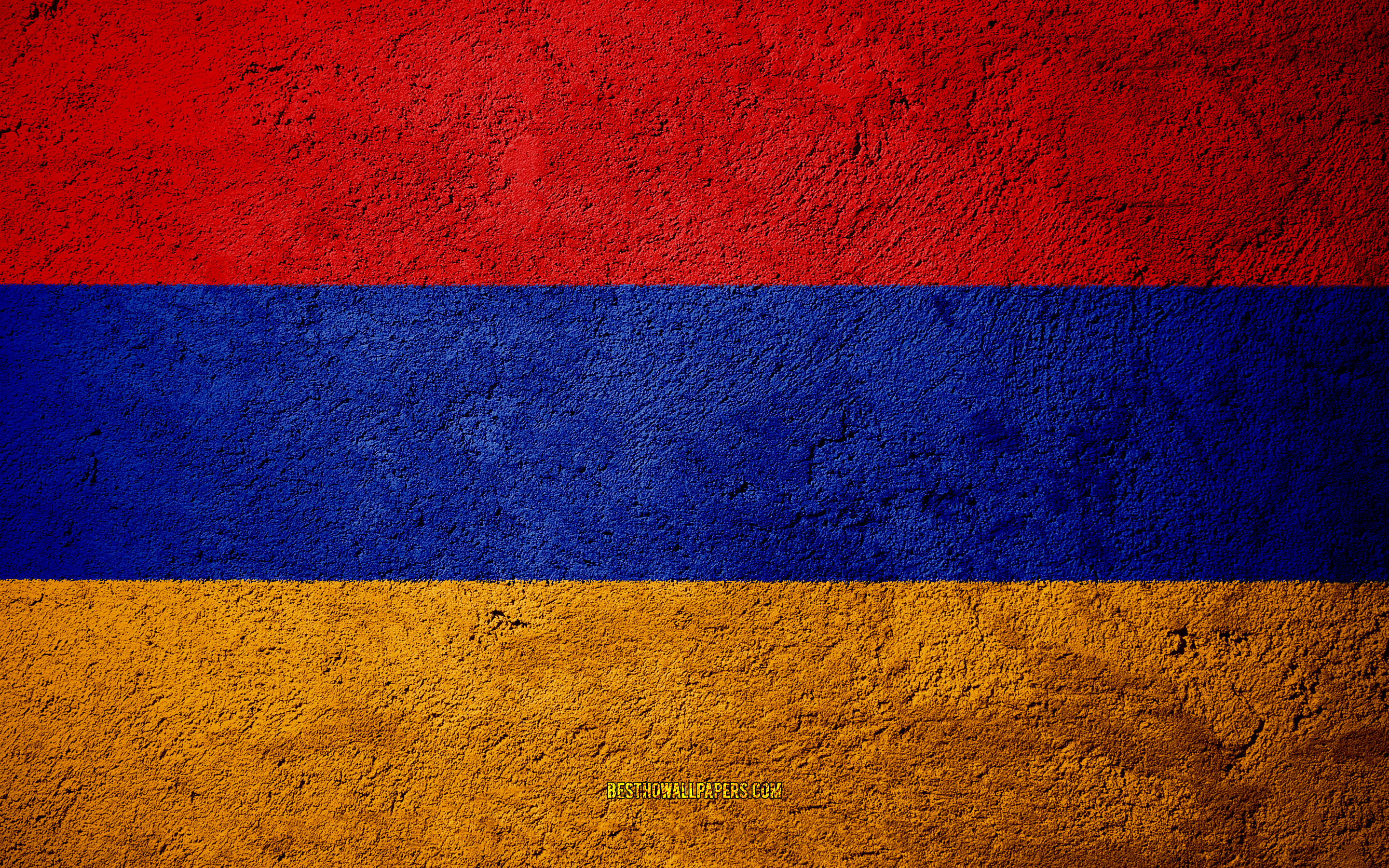 Download wallpaper Flag of Armenia, concrete texture, stone background, Armenia flag, Europe, Armenia, flags on stone for desktop with resolution 2880x1800. High Quality HD picture wallpaper
