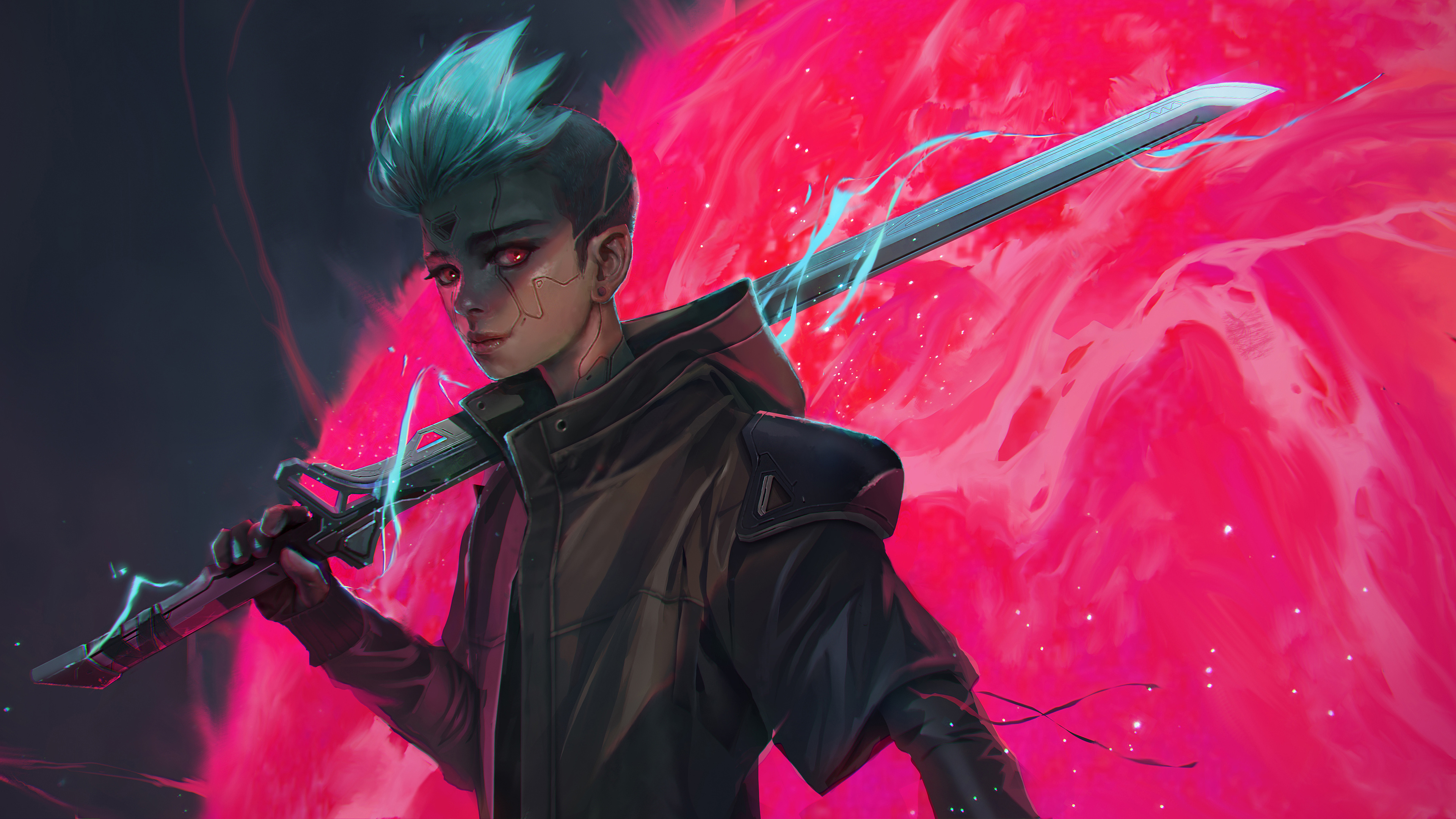 Cyberpunk Sci Fi Sword Digital Art 4K Wallpaper