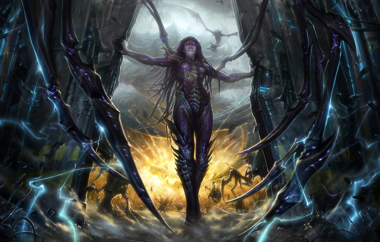 Wallpaper Queen, StarCraft 2, Heart of The Swarm, Sarah Kerrigan, Blizzard Entertainment, Video Game, Queen of Blades, Zerg, Kerrigan, Hello Mengsk, StarCraft 2: Heart of The Swarm image for desktop, section игры