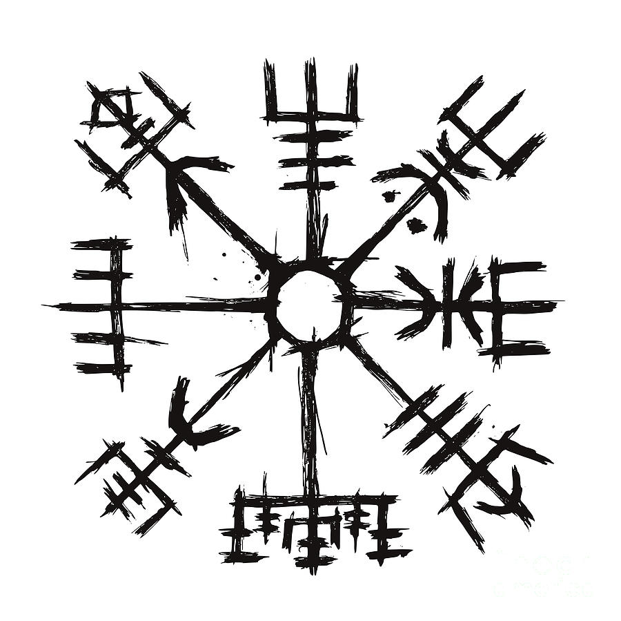 Viking Compass Vegvisir Drawing