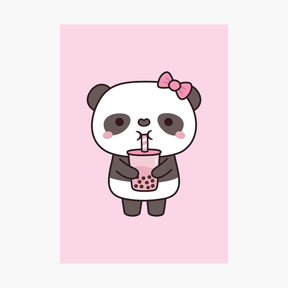 Cute Panda Drinking Bubble Milk Tea Poster