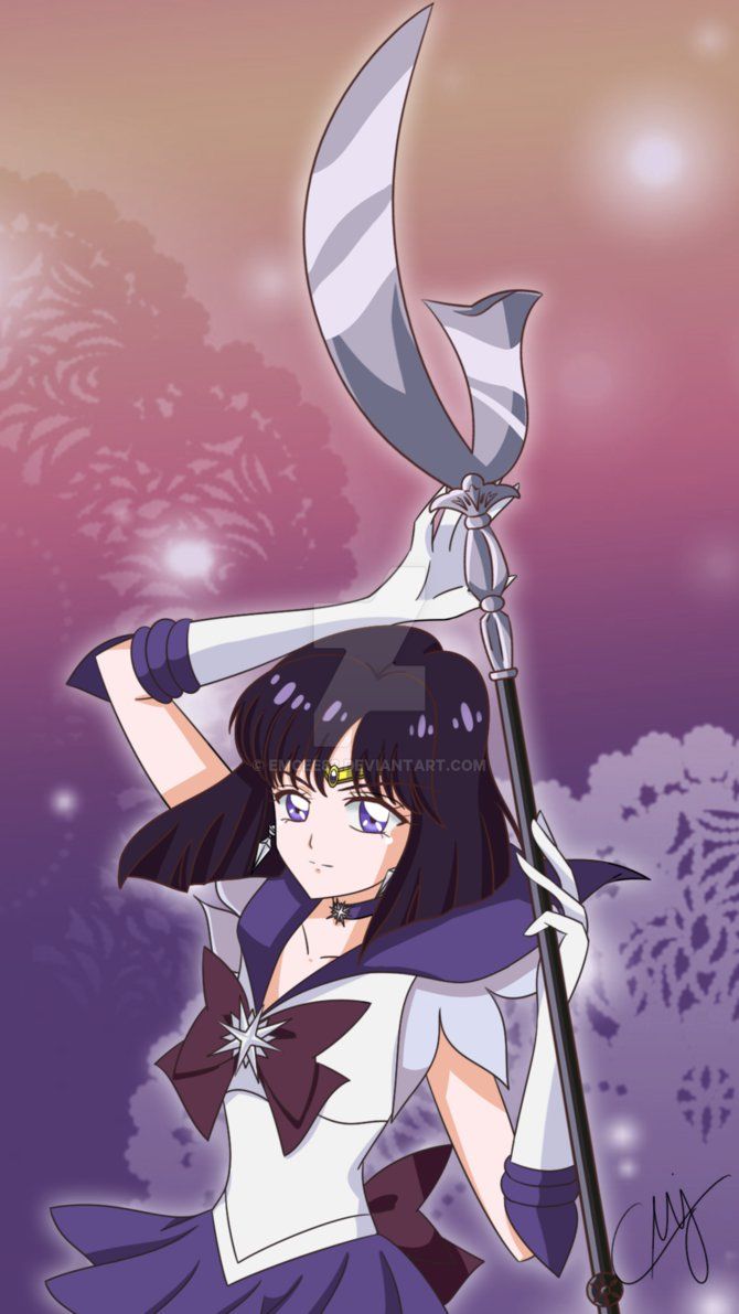 Sailor Saturn Wallpaper (Redraw Crystal Version). Sailor saturn, Sailor moon character, Sailor chibi moon