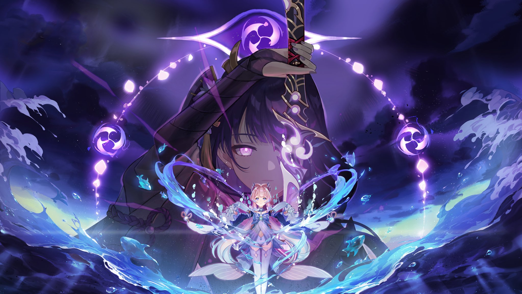 Raiden Kokomi Official Artwork (cleaned For Wallpaper Usage), R Genshin_Impact