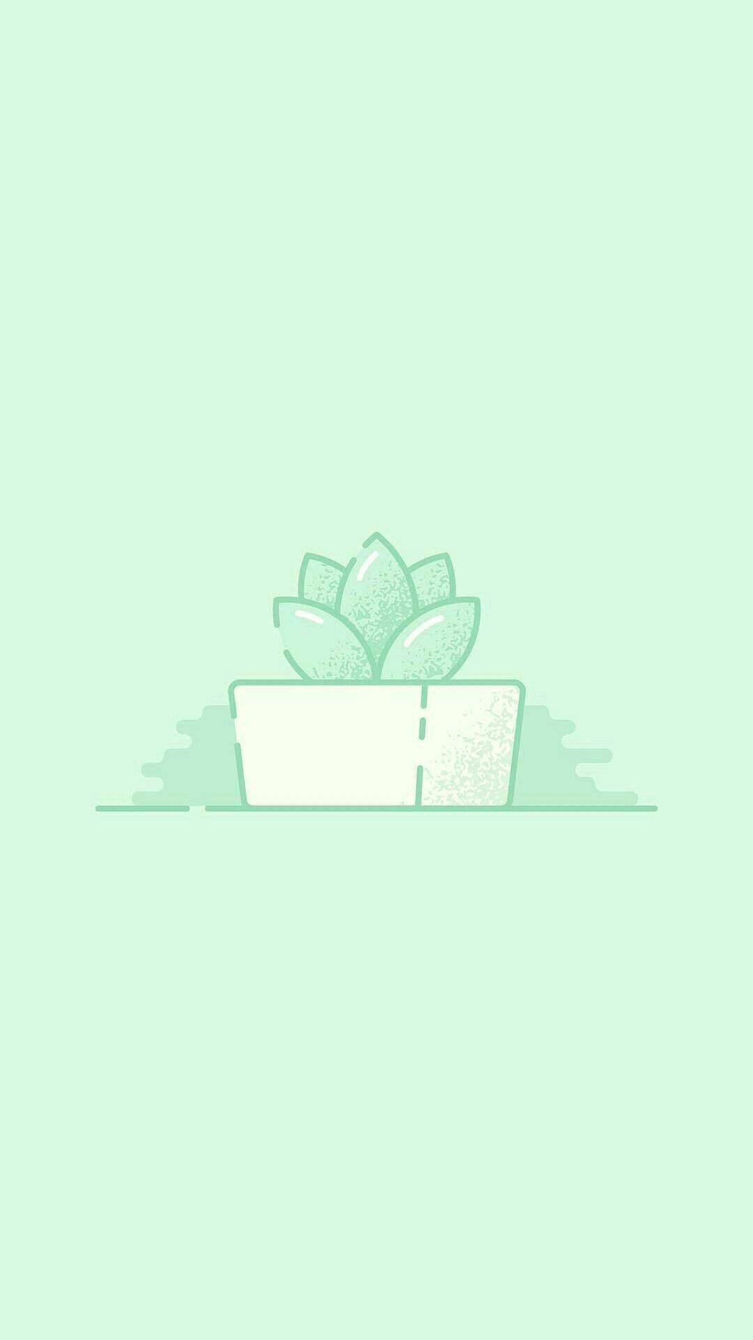 Download Green Plant Pastel Aesthetic Wallpaper