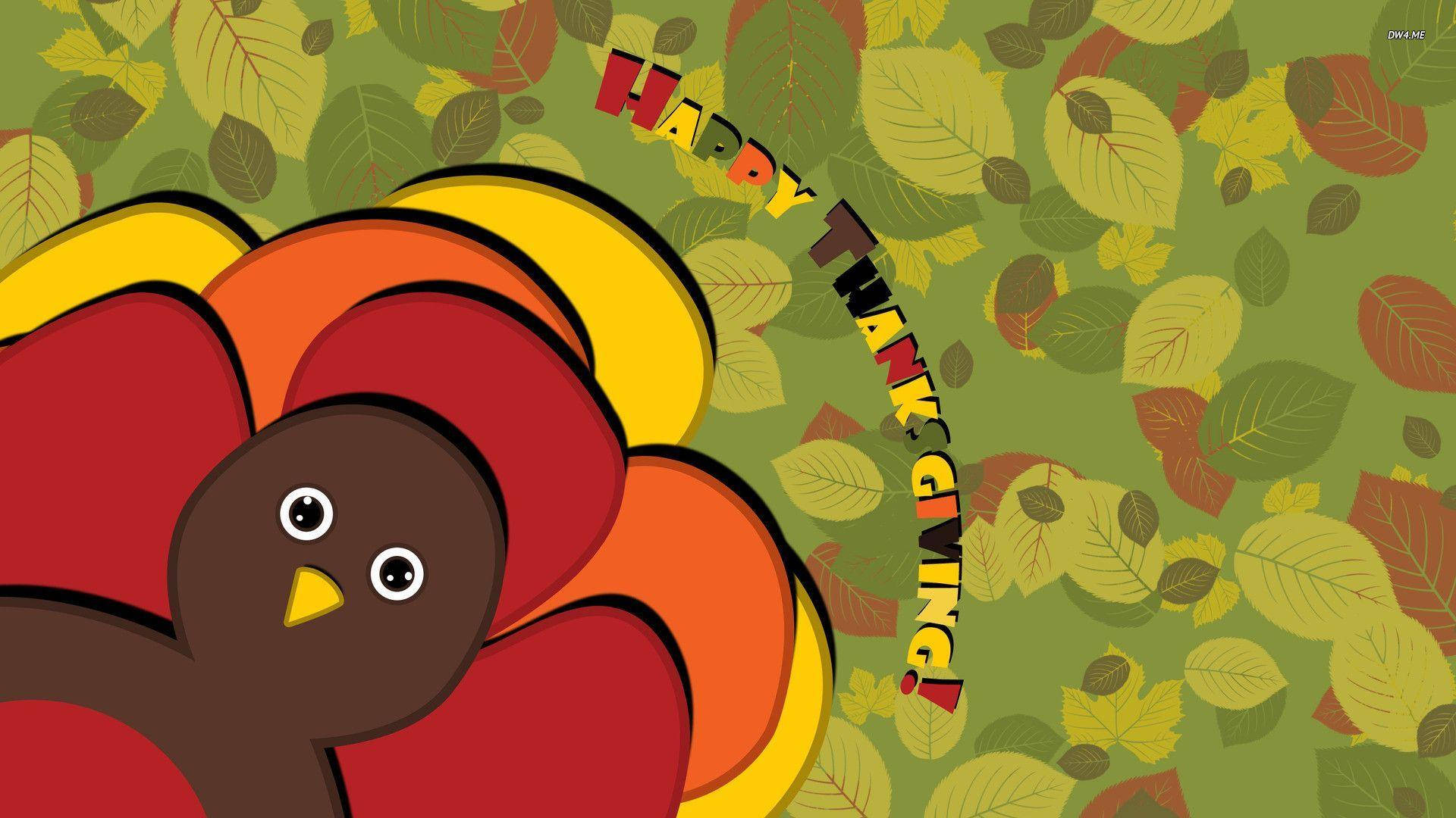 Download Cute Thanksgiving Green Leaf Art Wallpaper
